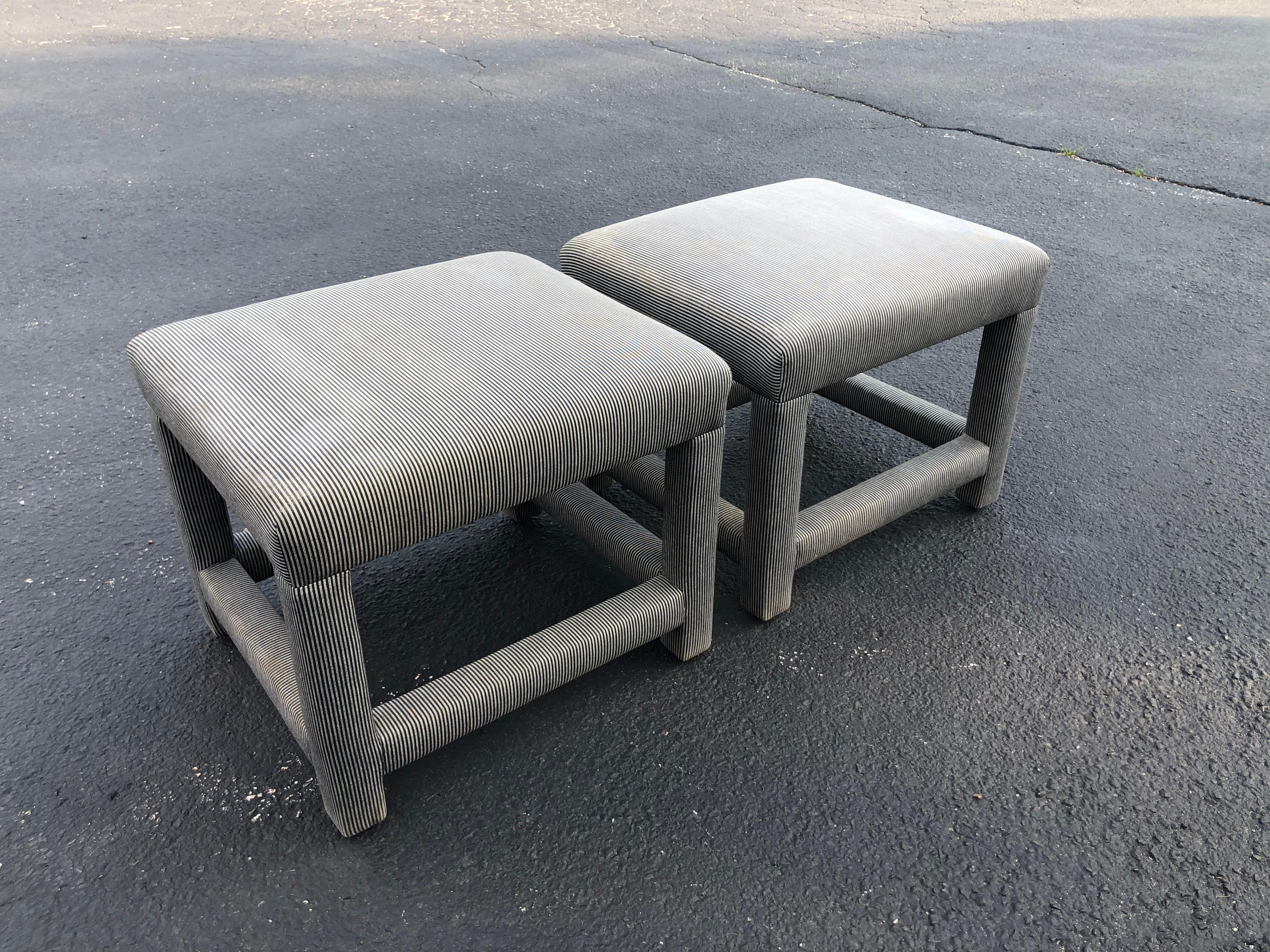Pair of Parson Style Foot Stools or Ottomans (2) 4