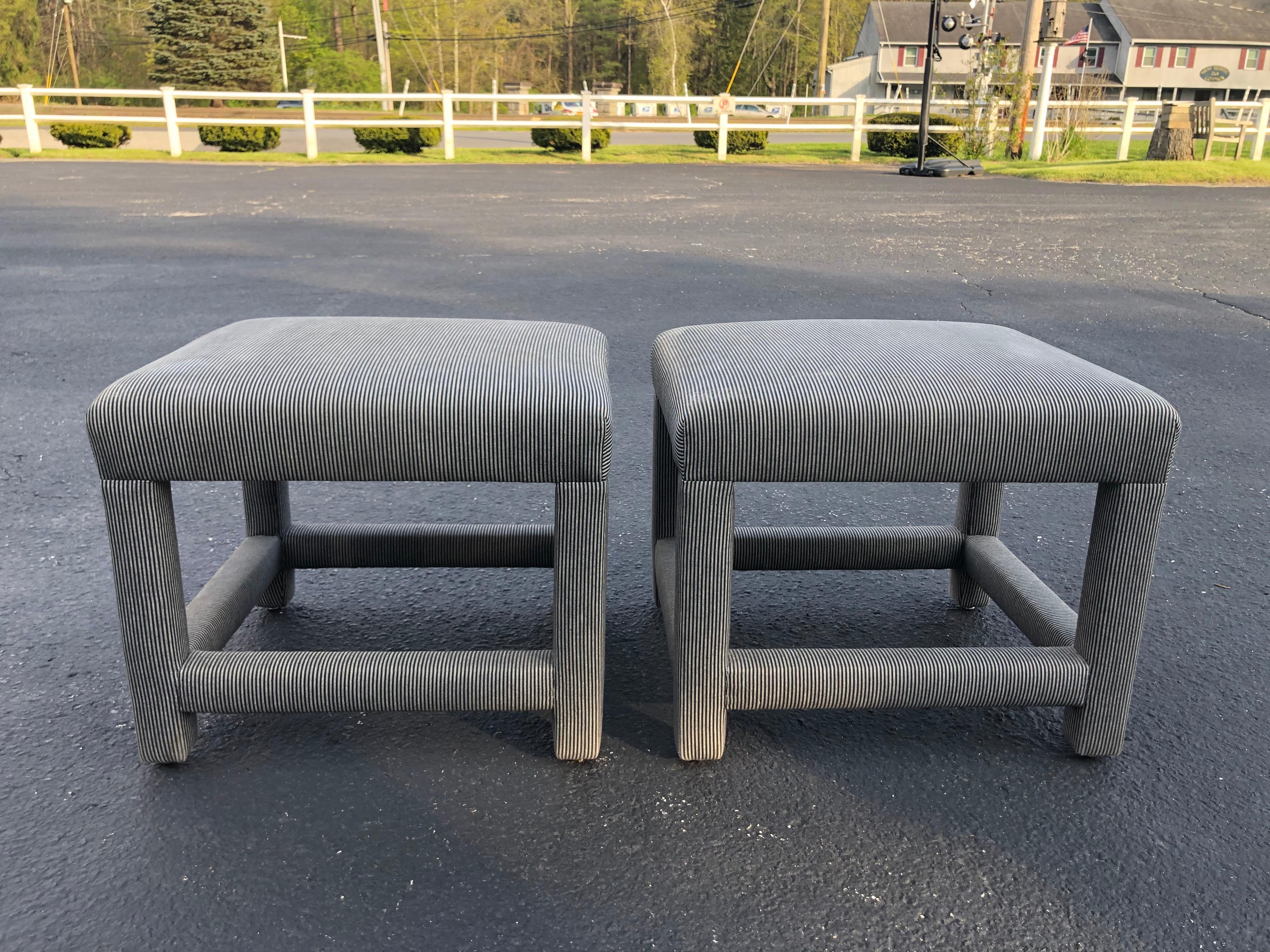 Pair of Parson Style Foot Stools or Ottomans (2) 11