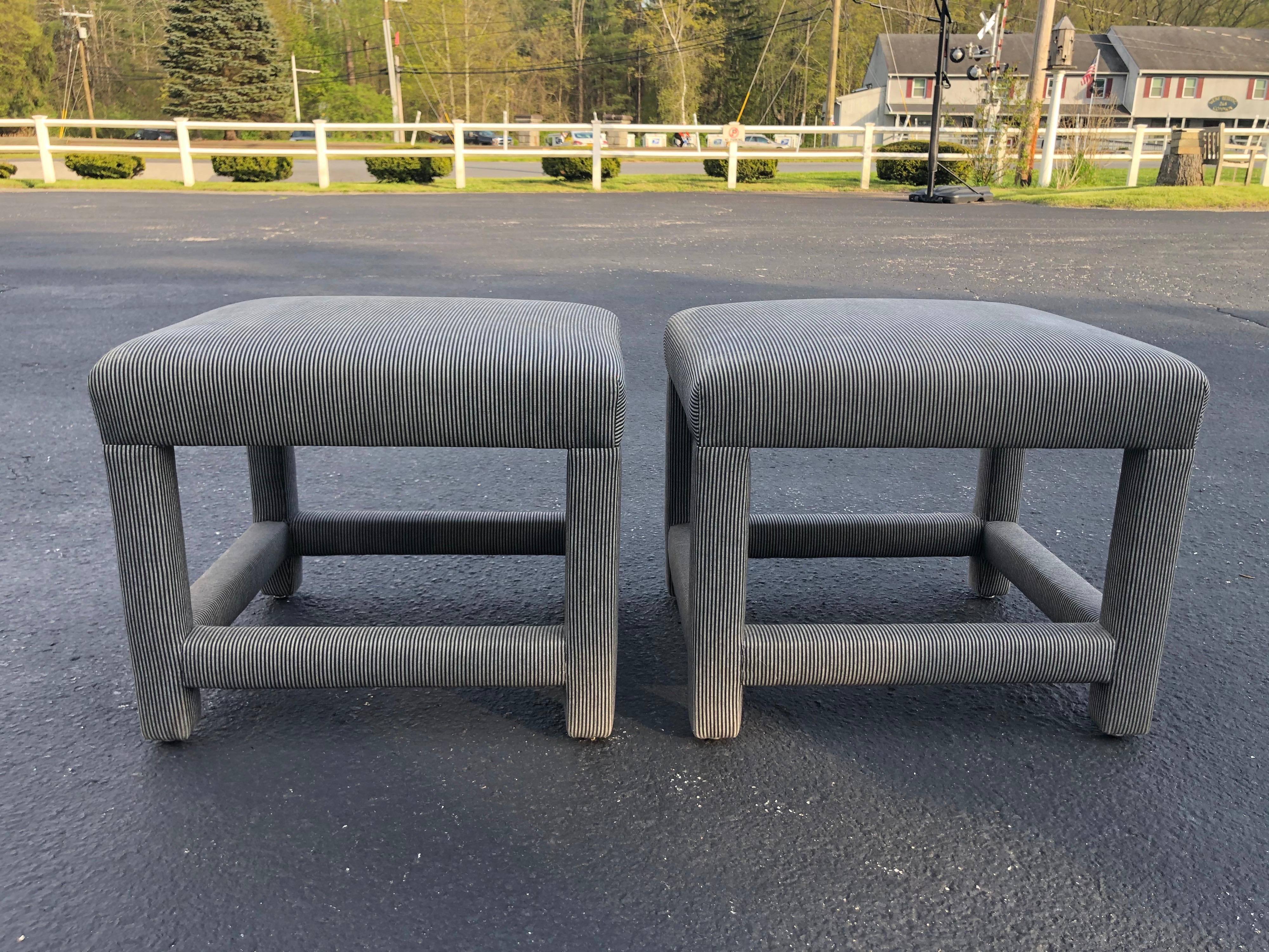 Pair of Parson Style Foot Stools or Ottomans (2) 12
