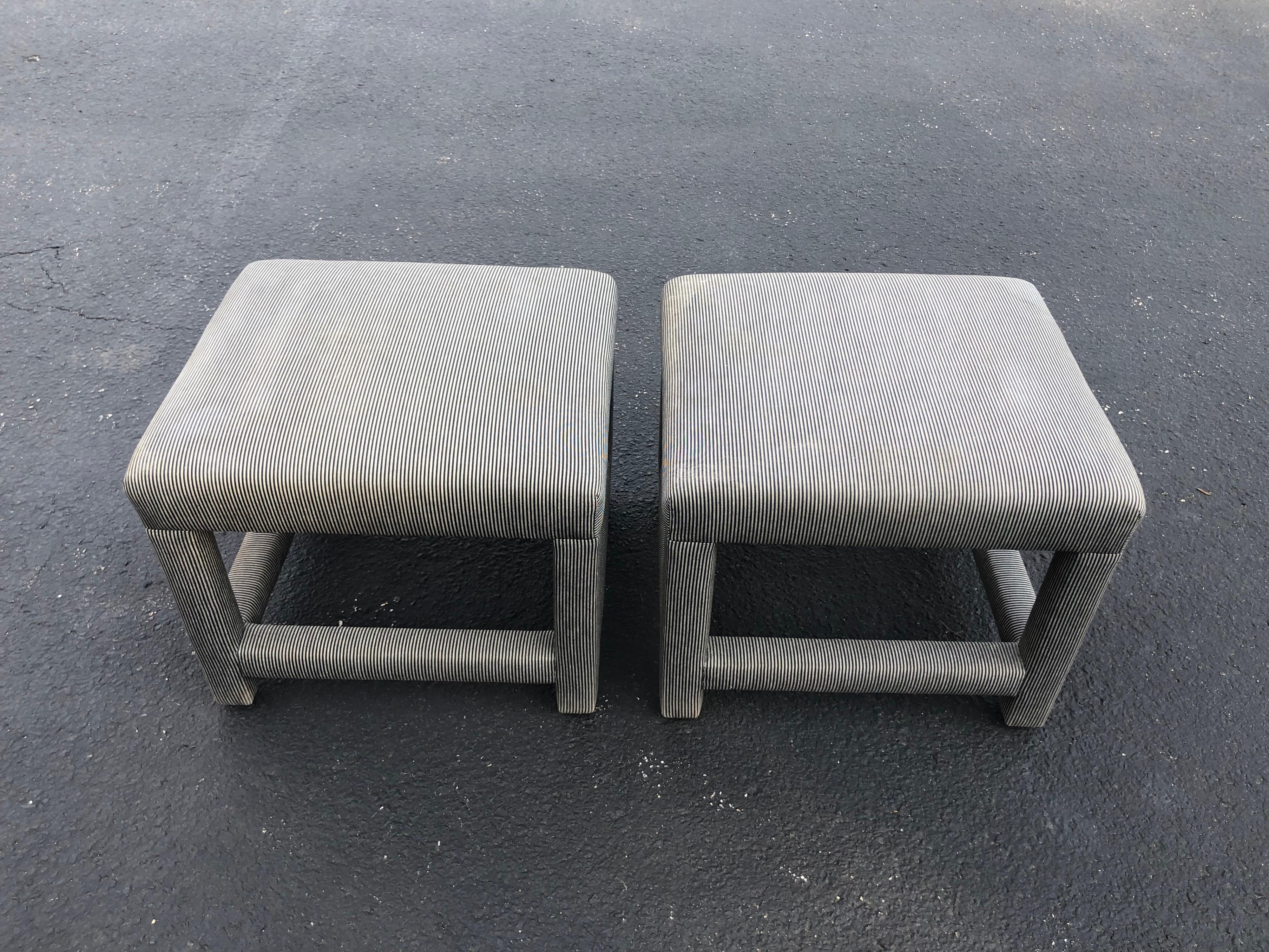 Pair of Parson Style Foot Stools or Ottomans (2) In Good Condition In Redding, CT