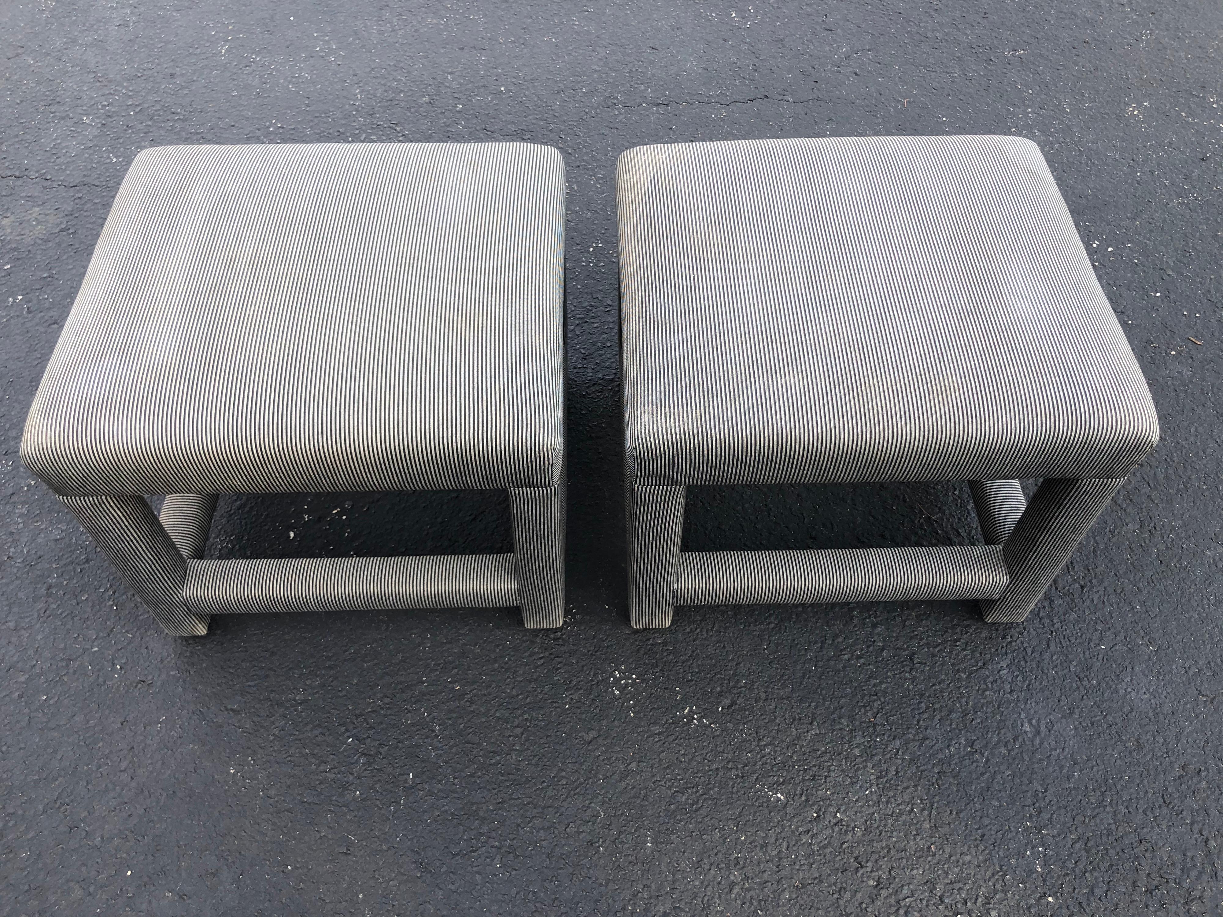 Late 20th Century Pair of Parson Style Foot Stools or Ottomans (2)