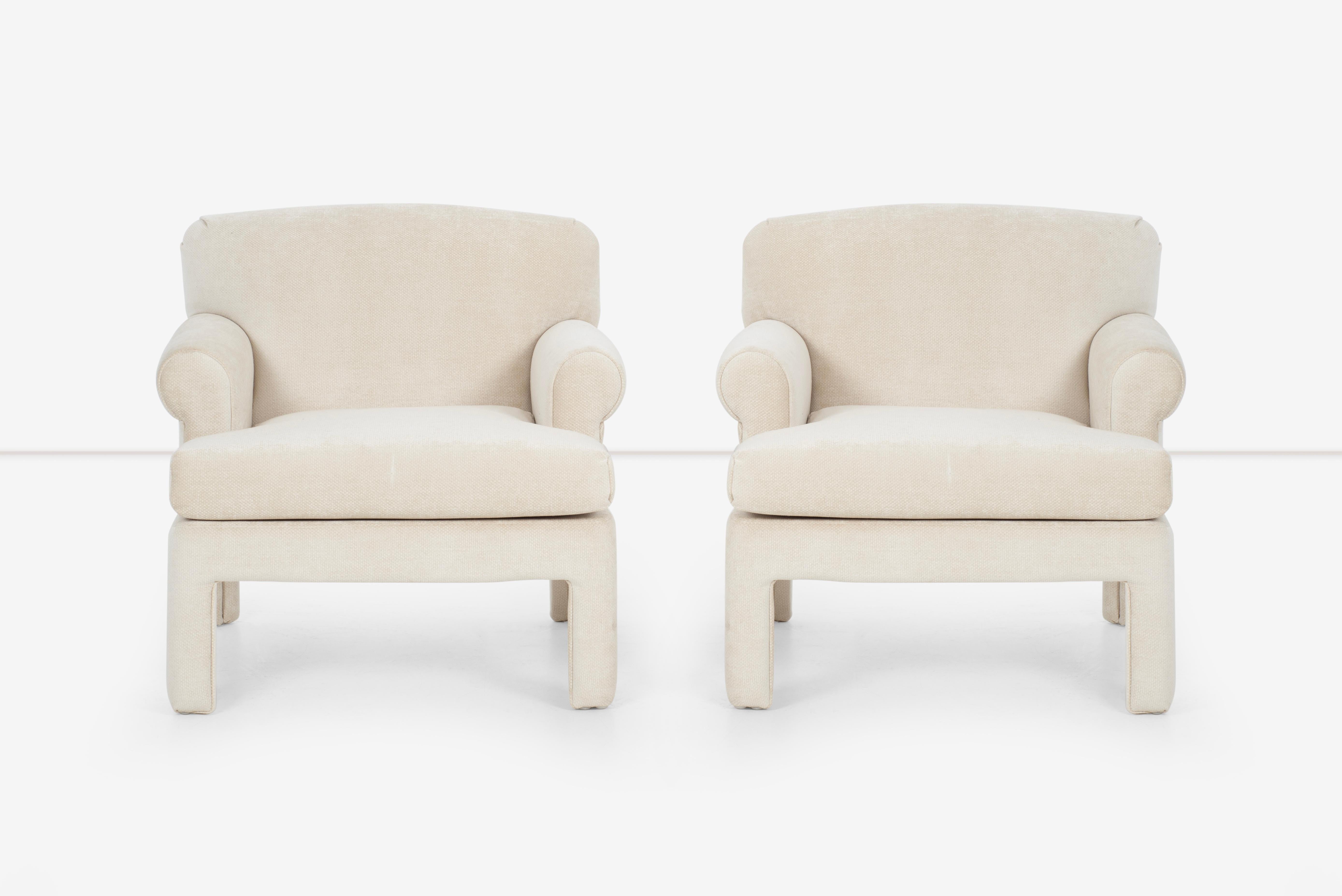 Post-Modern Pair of Parsons Lounge Chairs in The Style of Milo Baughman