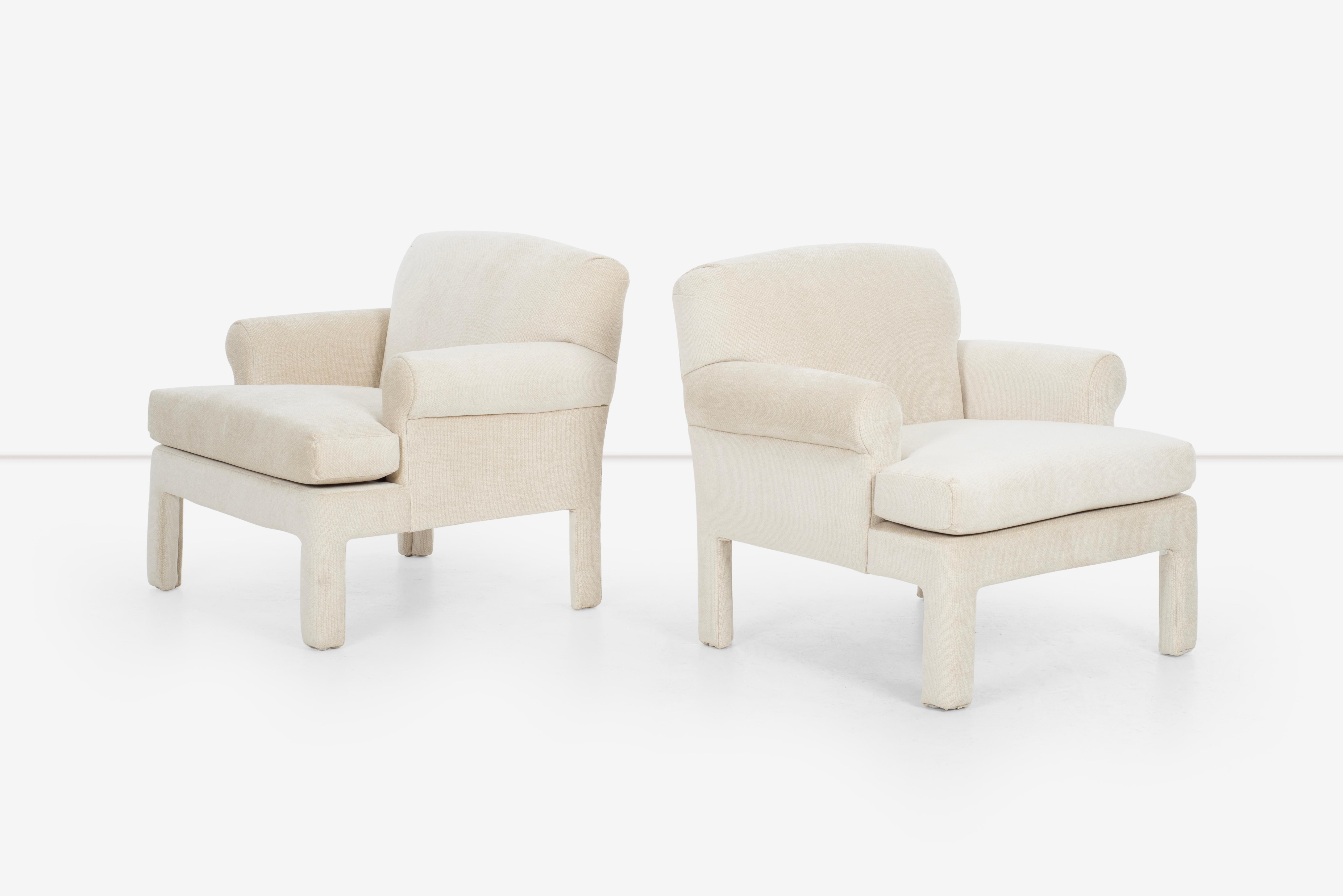 American Pair of Parsons Lounge Chairs in The Style of Milo Baughman