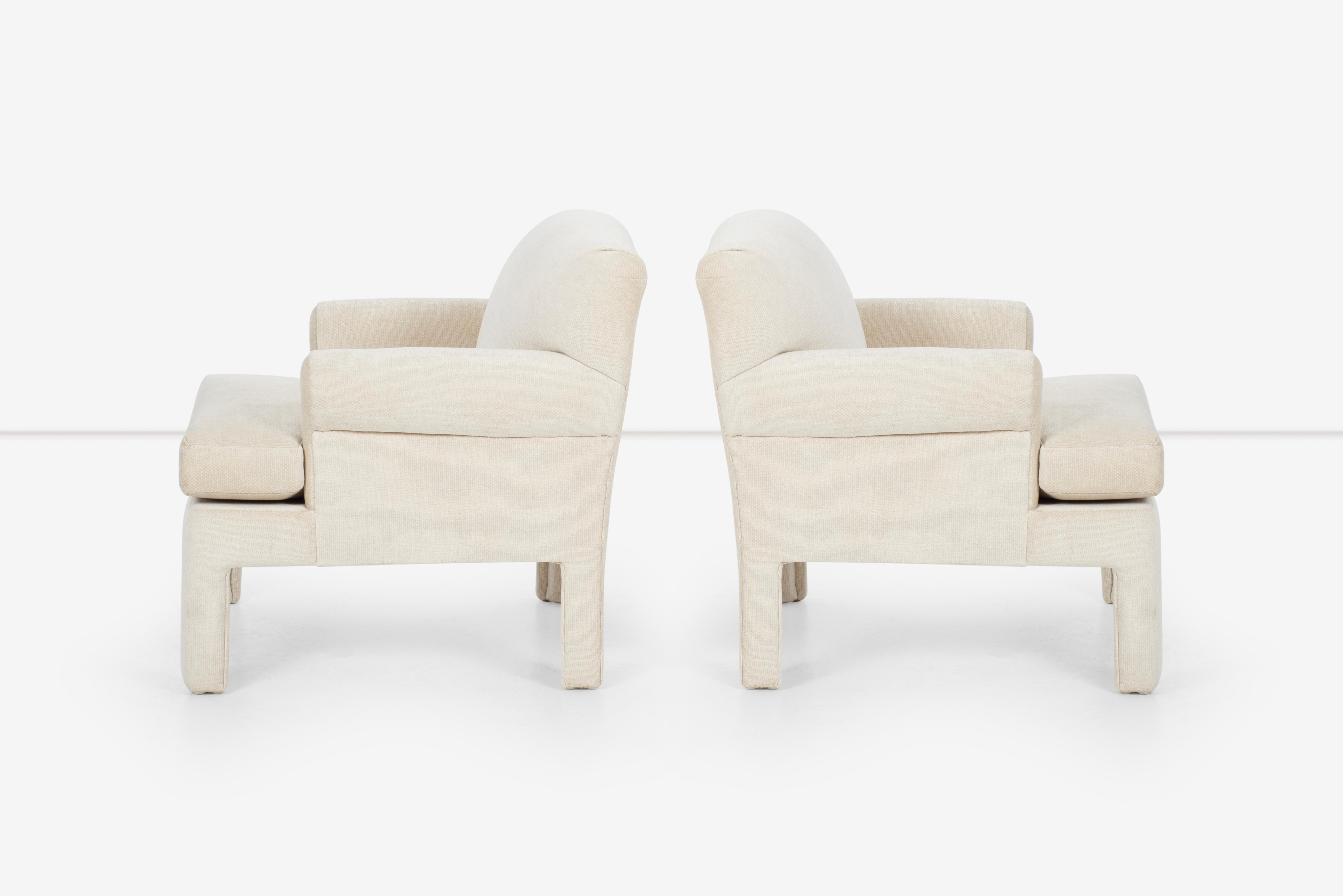 Pair of Parsons Lounge Chairs in The Style of Milo Baughman In Good Condition In Chicago, IL