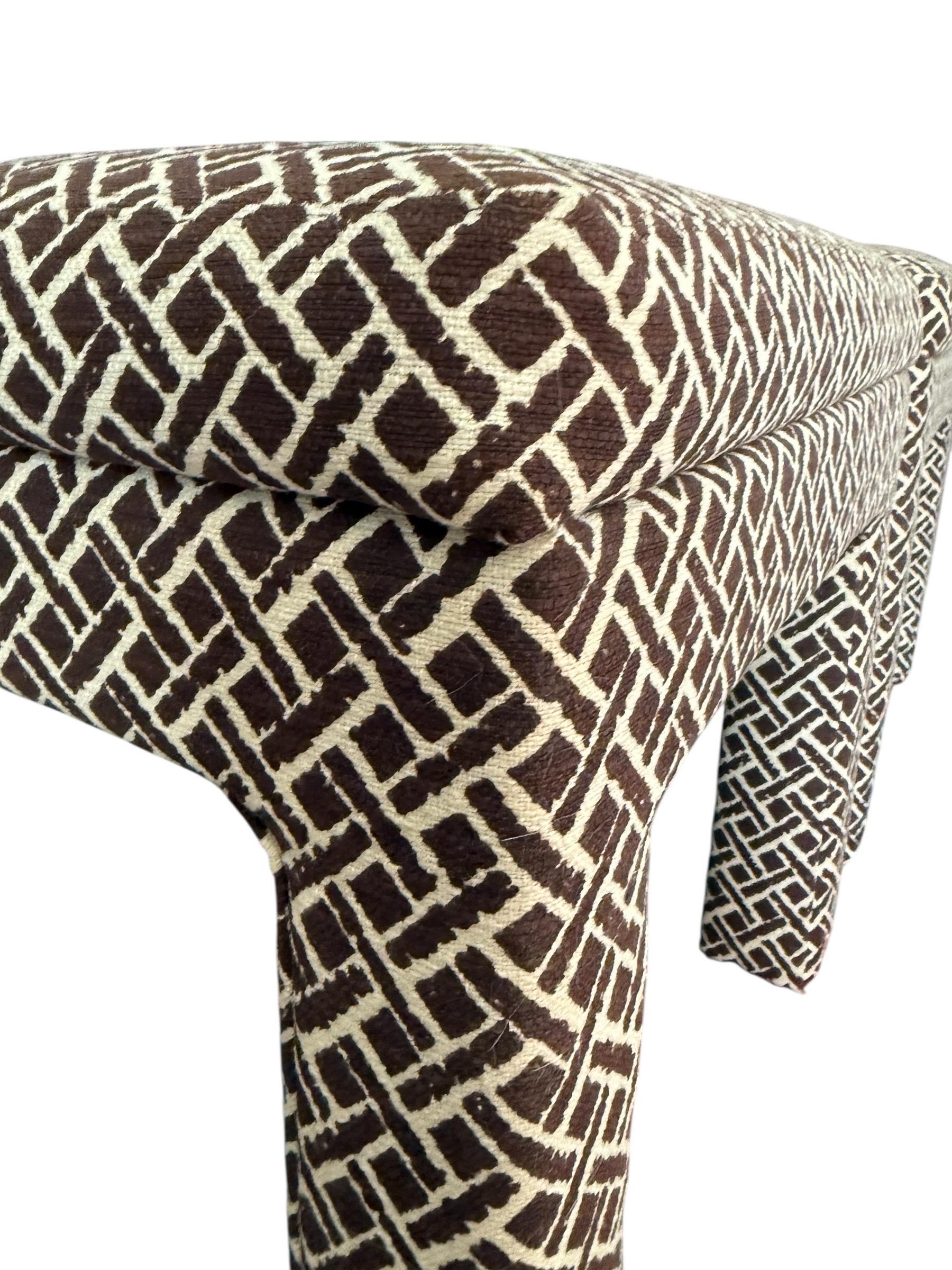 Unknown Pair of Parson's Stools Hollywood Regency Patterned Pillow Top Stool Set For Sale