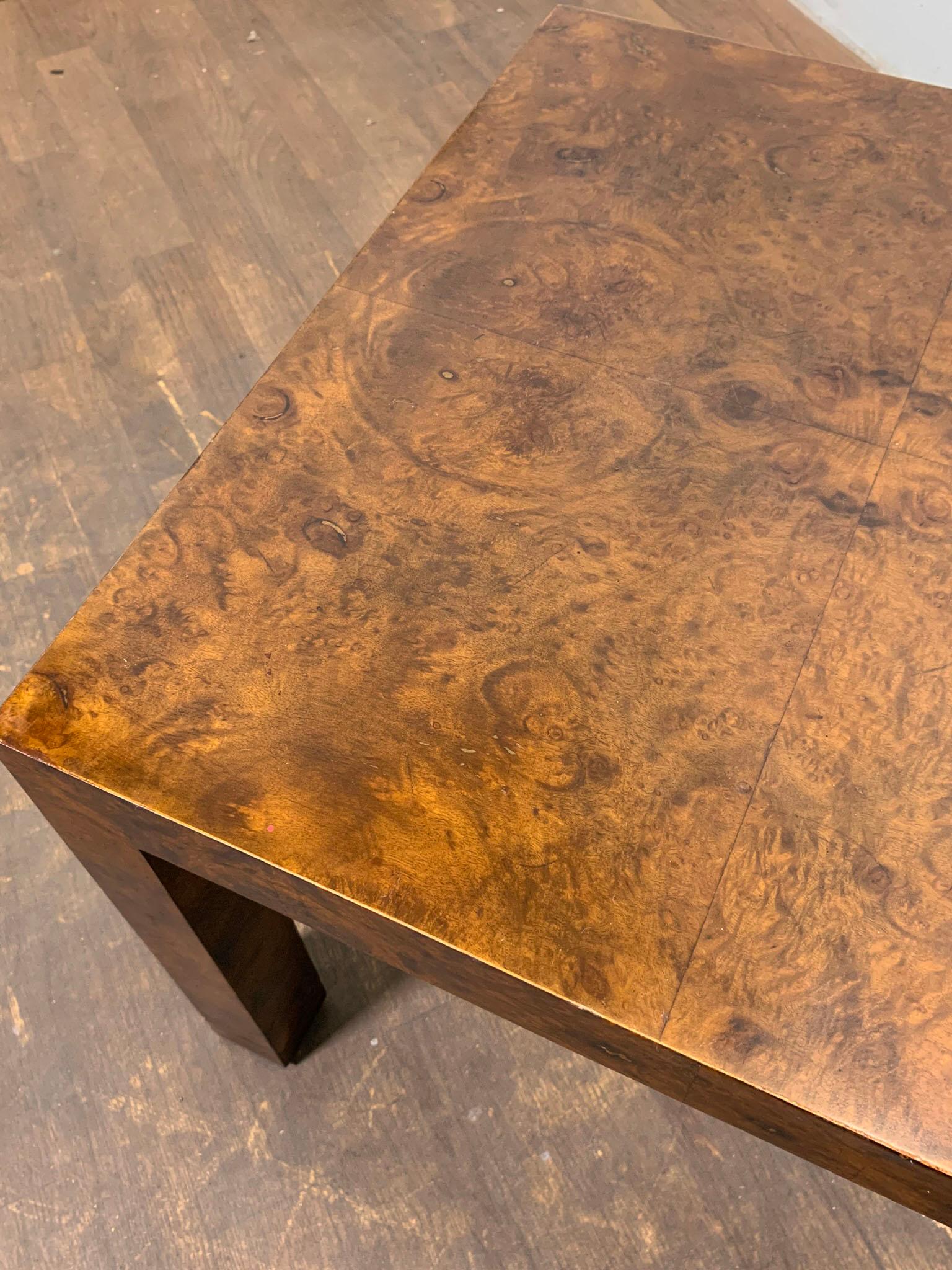 Pair of Parsons Style Burl Wood Side Tables, Circa 1960s 1