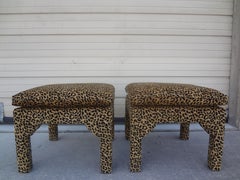 Pair of Billy Baldwin Style Parsons Leopard Print Ottomans