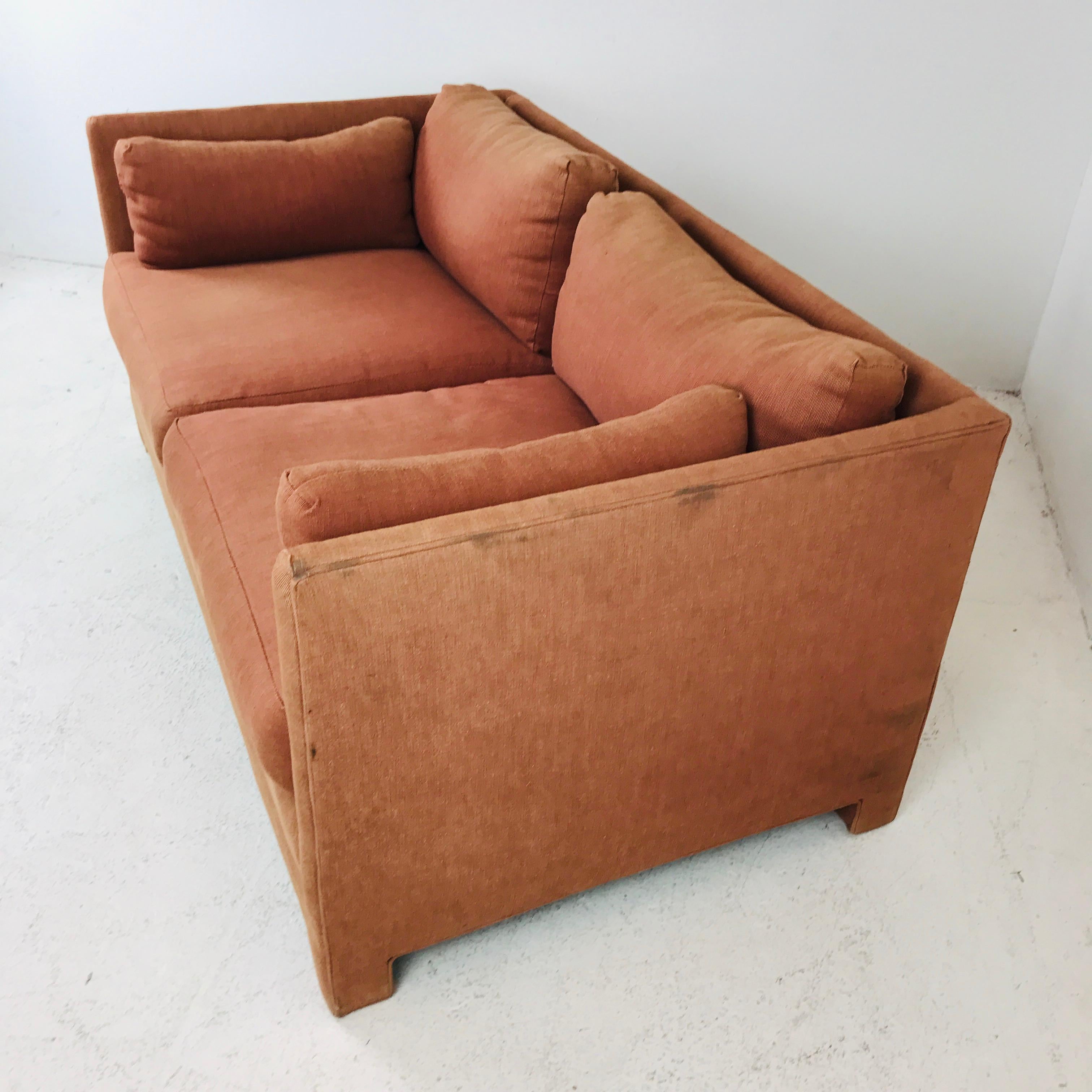 Unknown Pair of Parsons Style Loveseats in the Style of Milo Baughman