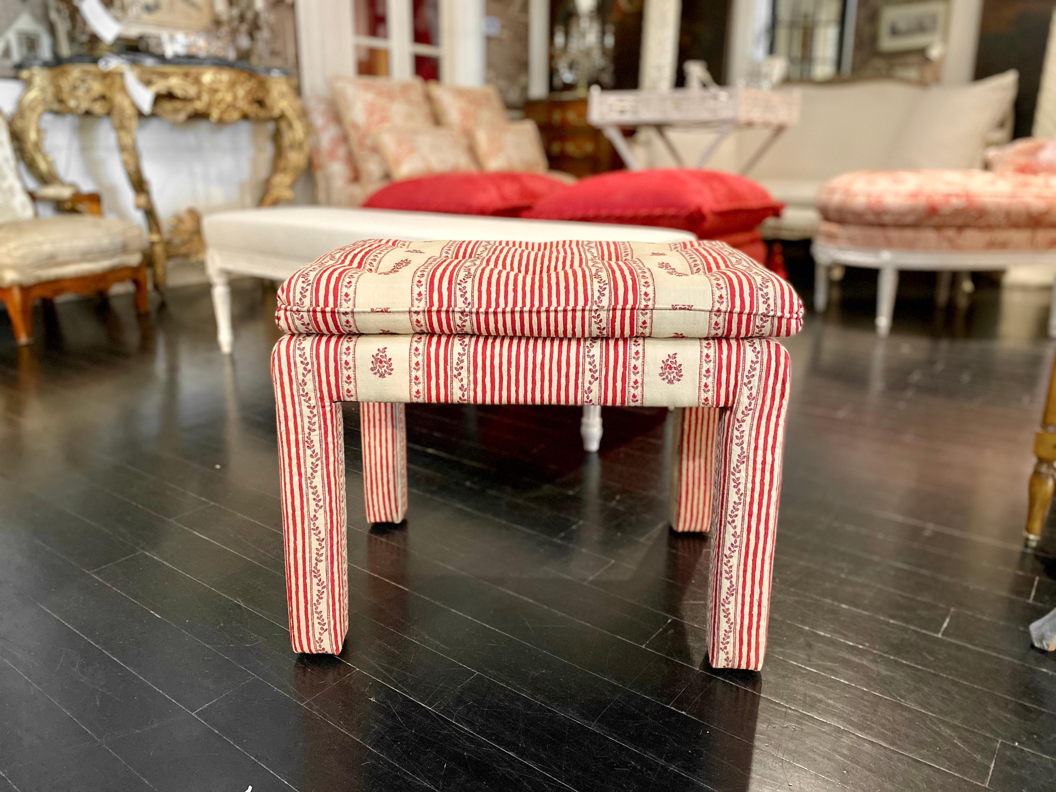 American Pair of Parsons Style Ottoman Stools