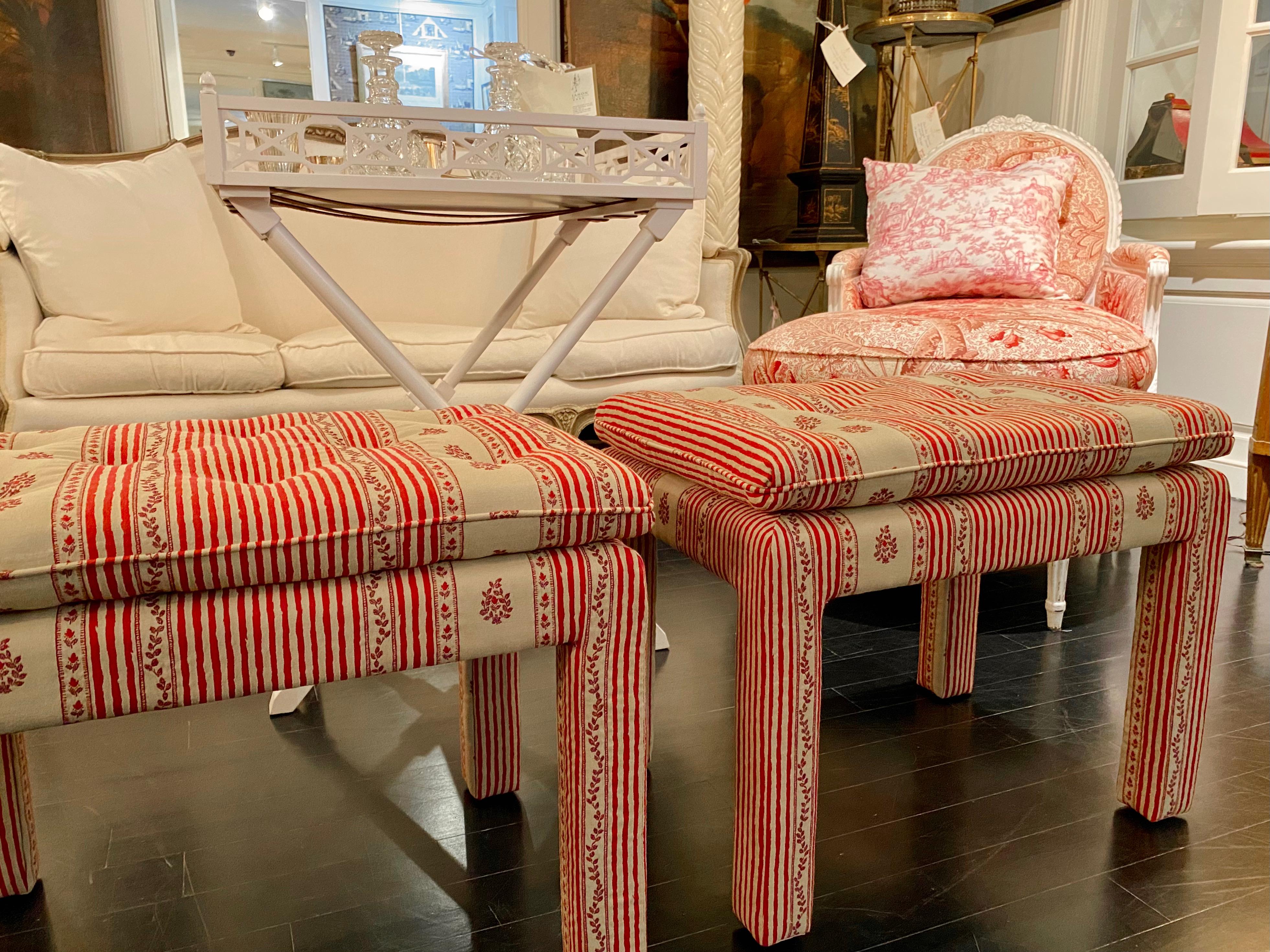 Pair of Parsons Style Ottoman Stools In Good Condition In Montreal, Quebec