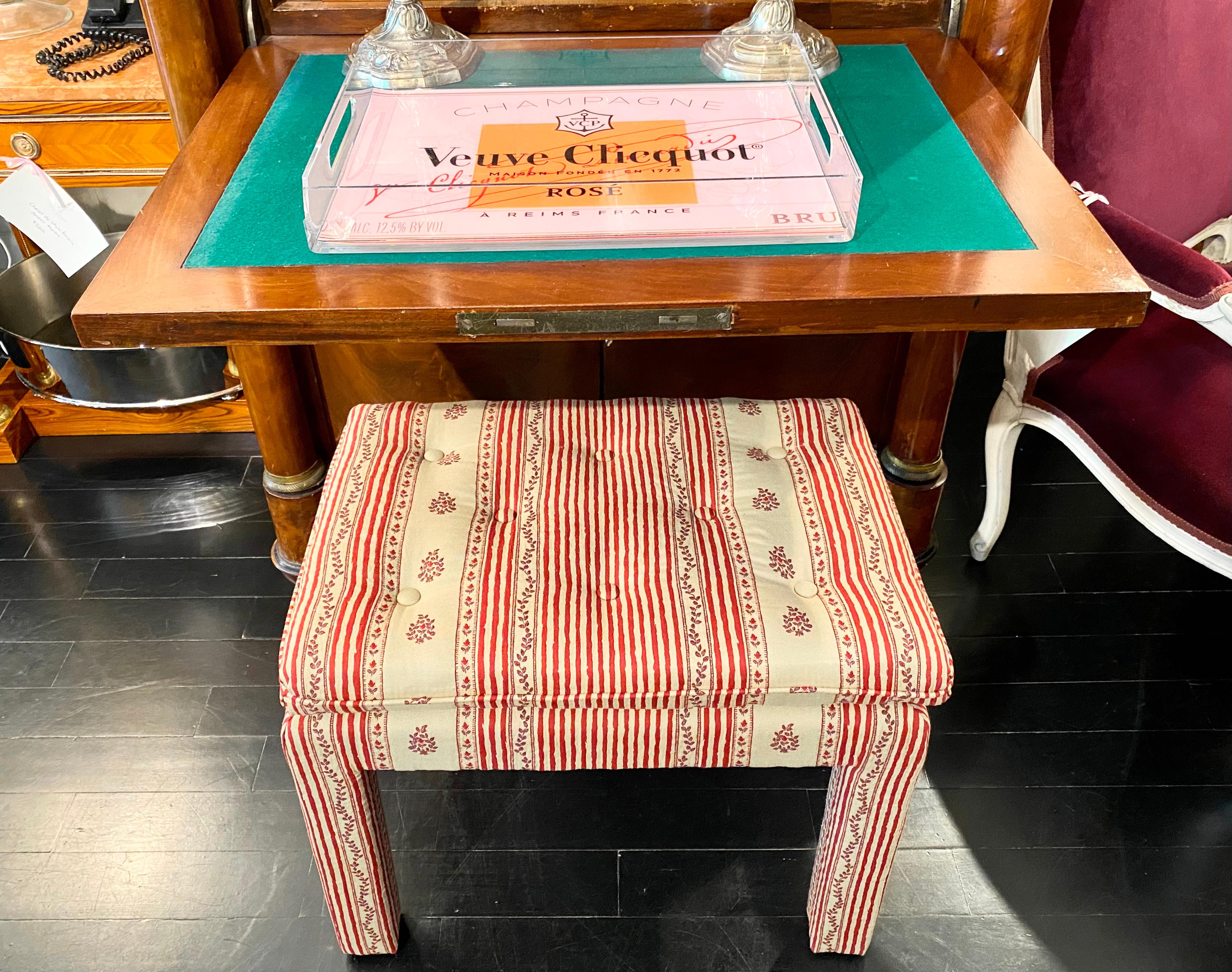 Fabric Pair of Parsons Style Ottoman Stools