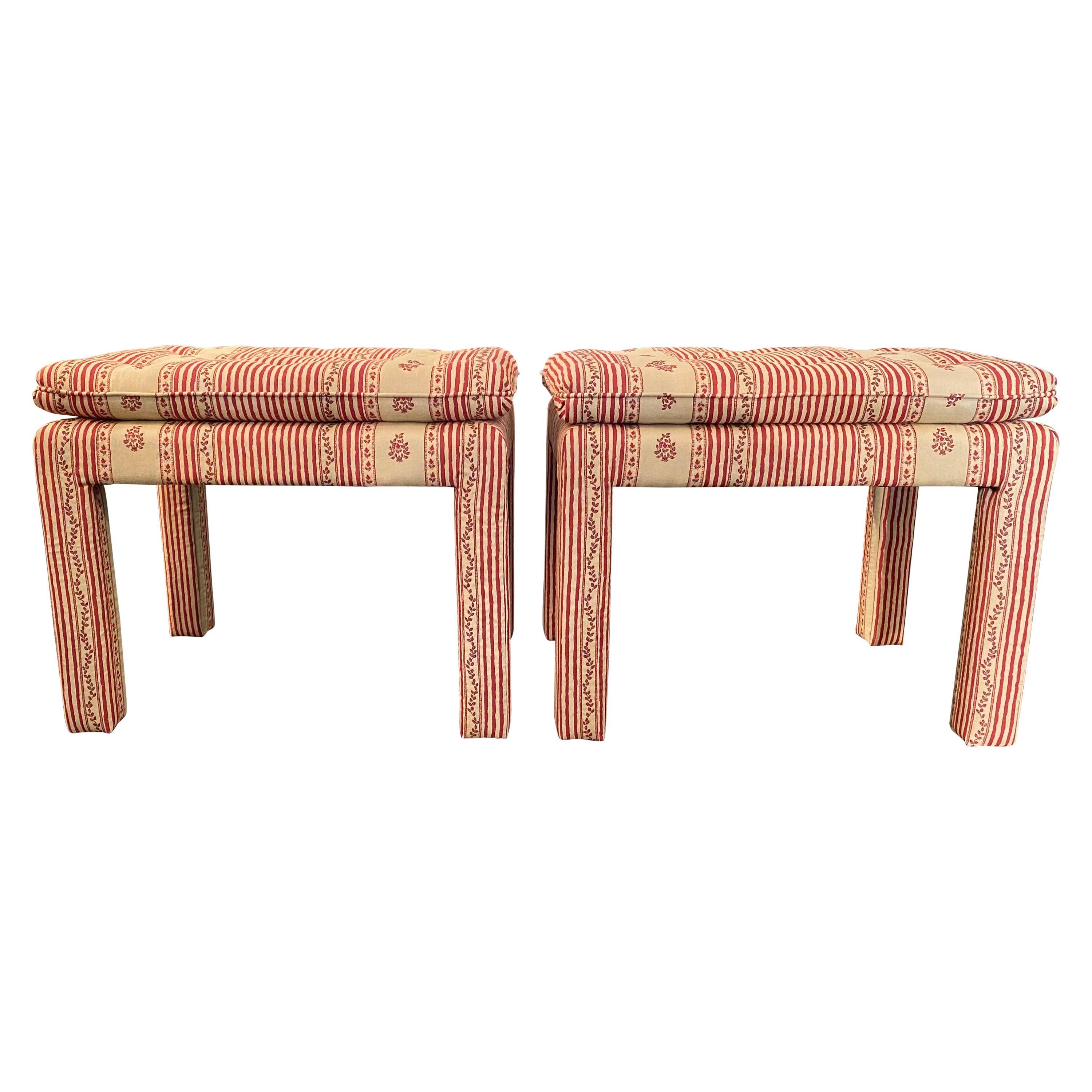 Pair of Parsons Style Ottoman Stools