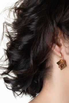 Miniature Typewriter and Treasure Chest Earrings, Solid Gold, Italy