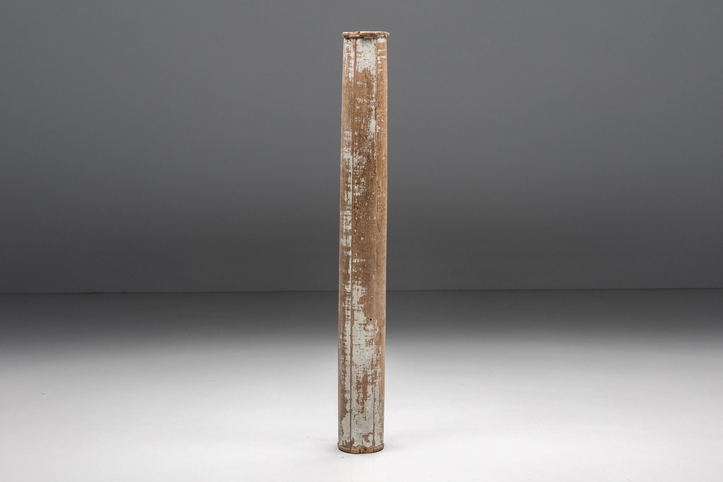 Pair of Partly Patinated Wooden Columns, 19th Century For Sale 1