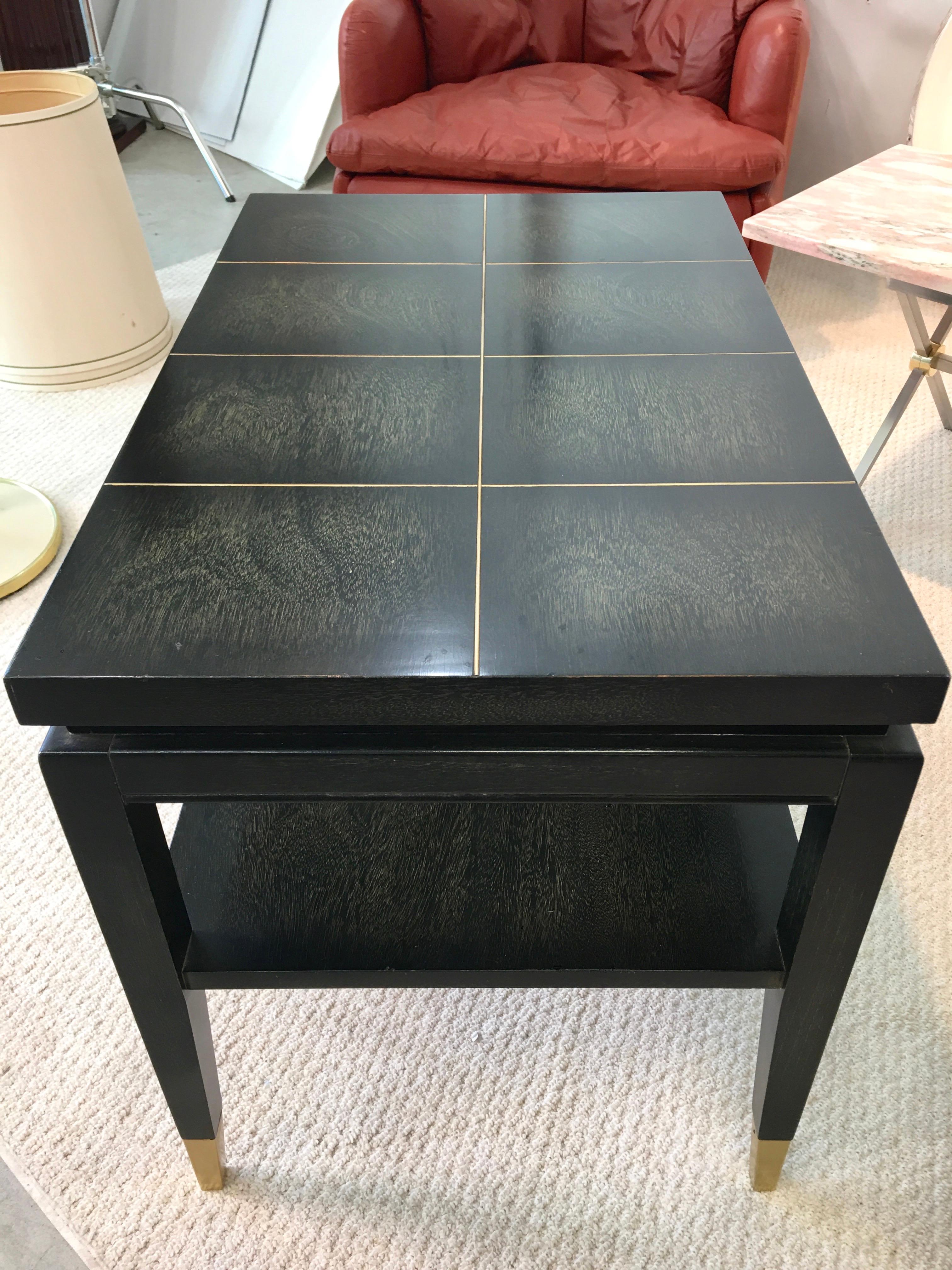 Aluminum Pair of Parzinger Style Two-Tier End Tables