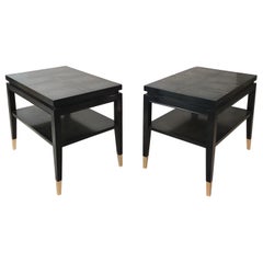 Pair of Parzinger Style Two-Tier End Tables