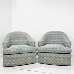 Pair of Pastel Flame Stitch Swivel Chairs