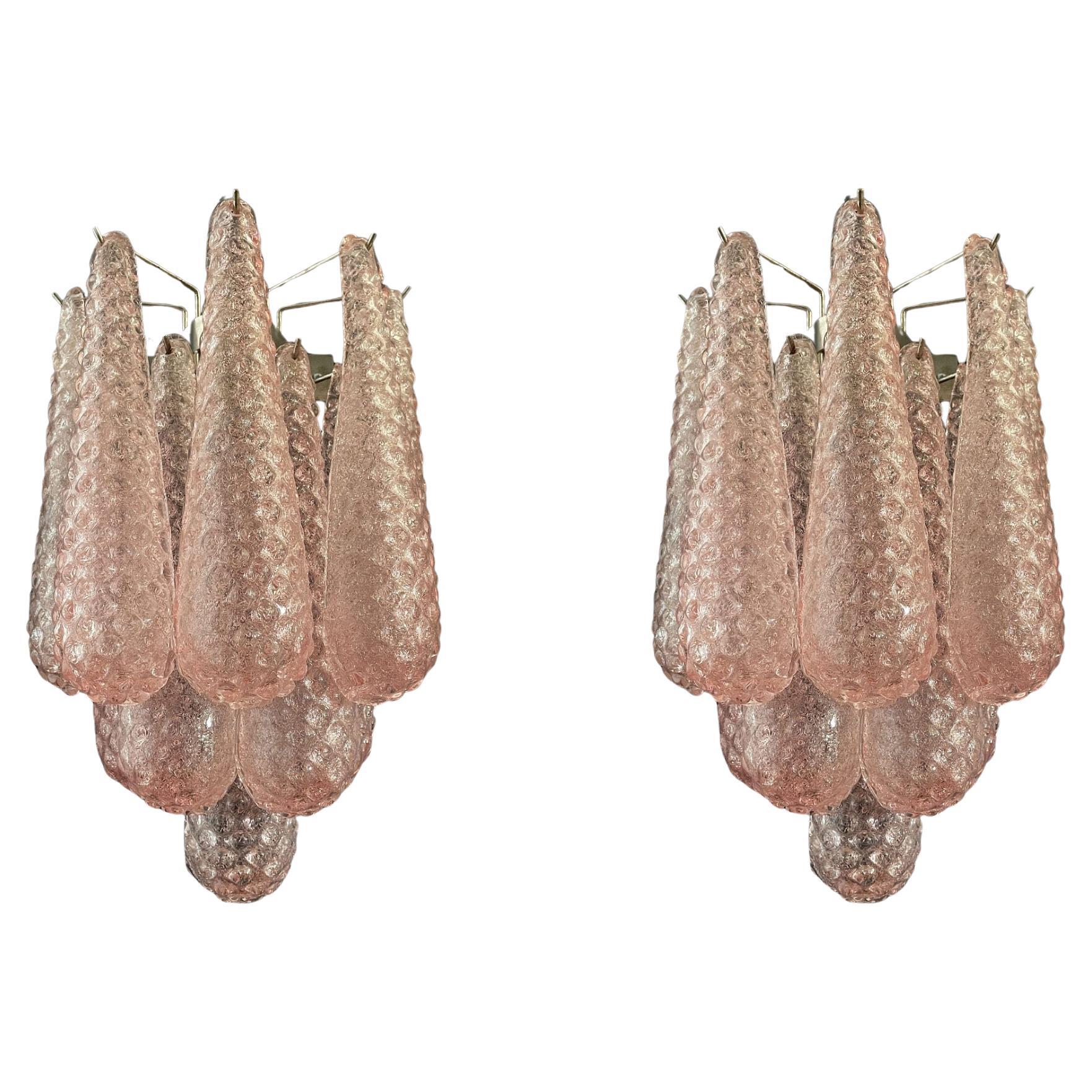 Pair of Pastel Pink Murano Wall Sconces