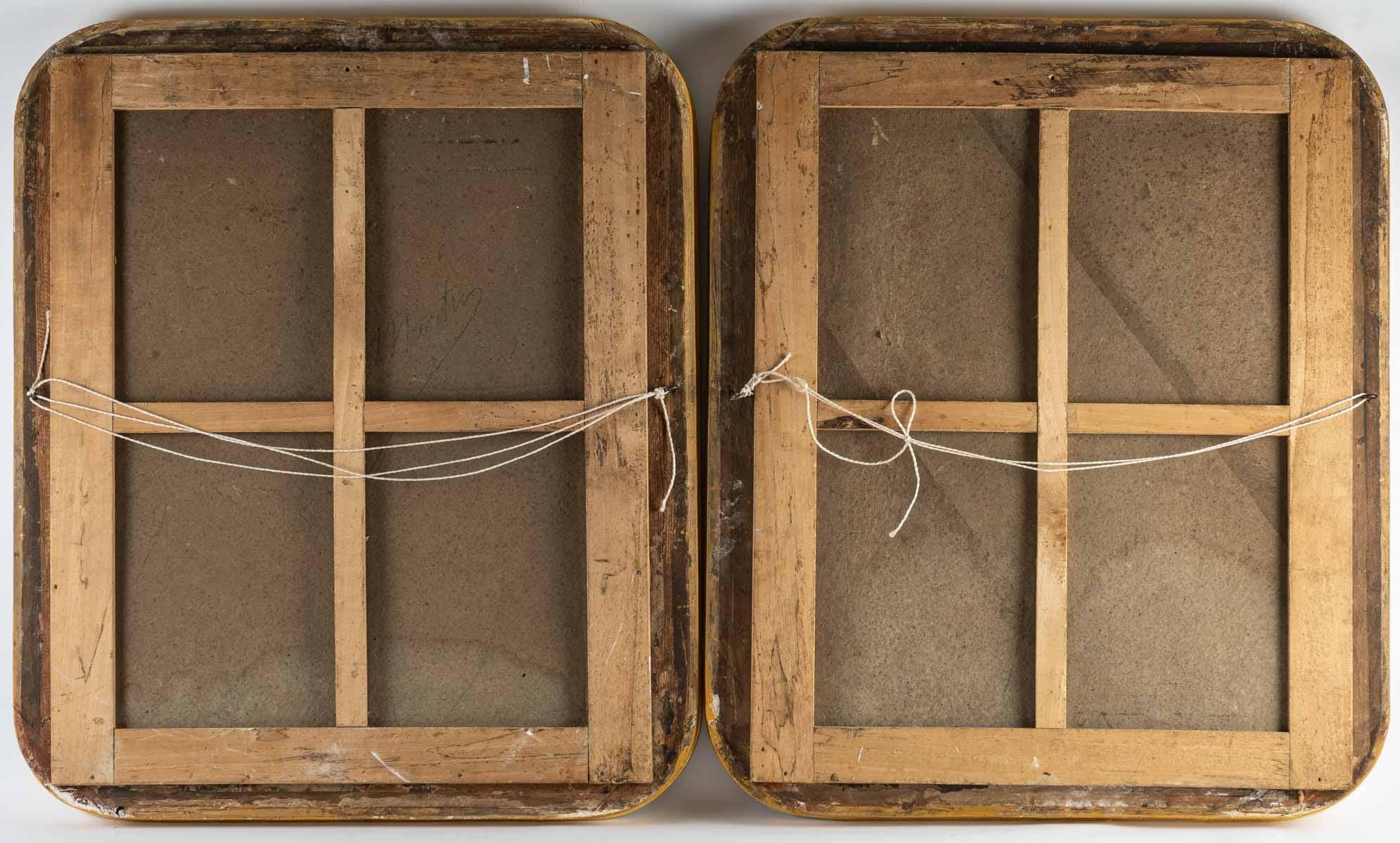 19th Century Pair Of Pastels - XIXth - Gold Leaf Frame For Sale