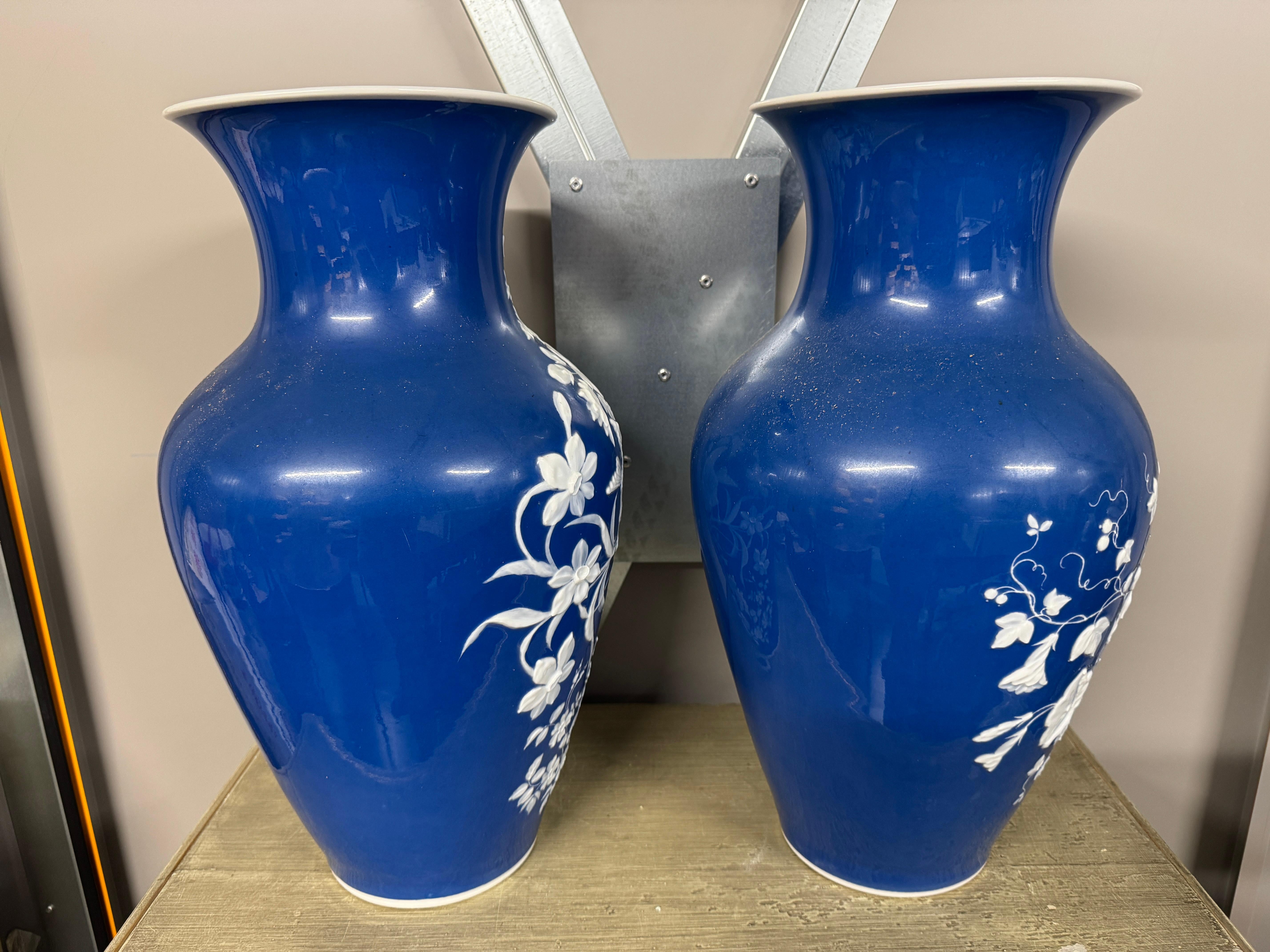 20th Century Pair of 'Pate Sur Pate' Porcelain Vases For Sale