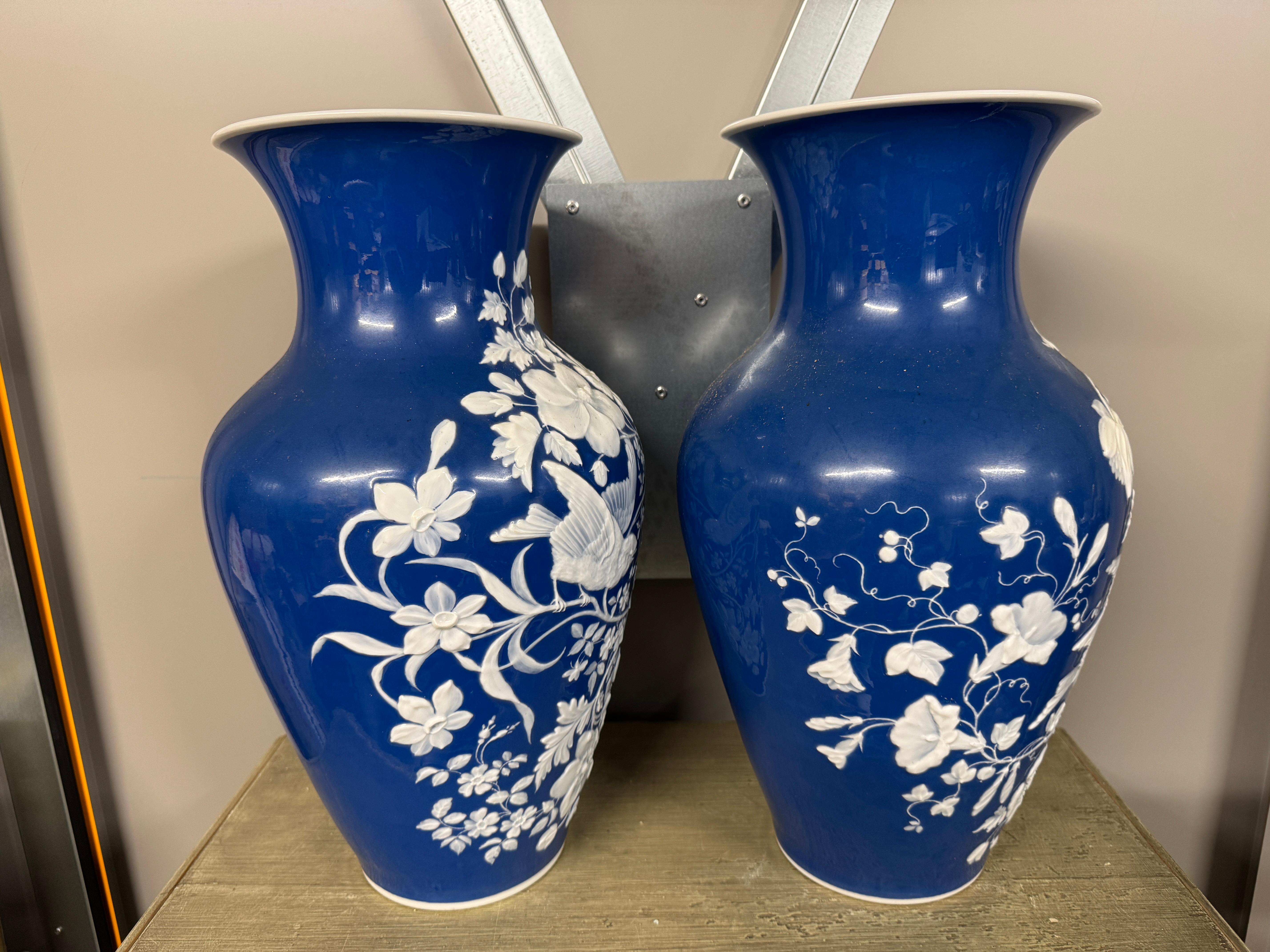 Pair of 'Pate Sur Pate' Porcelain Vases For Sale 1