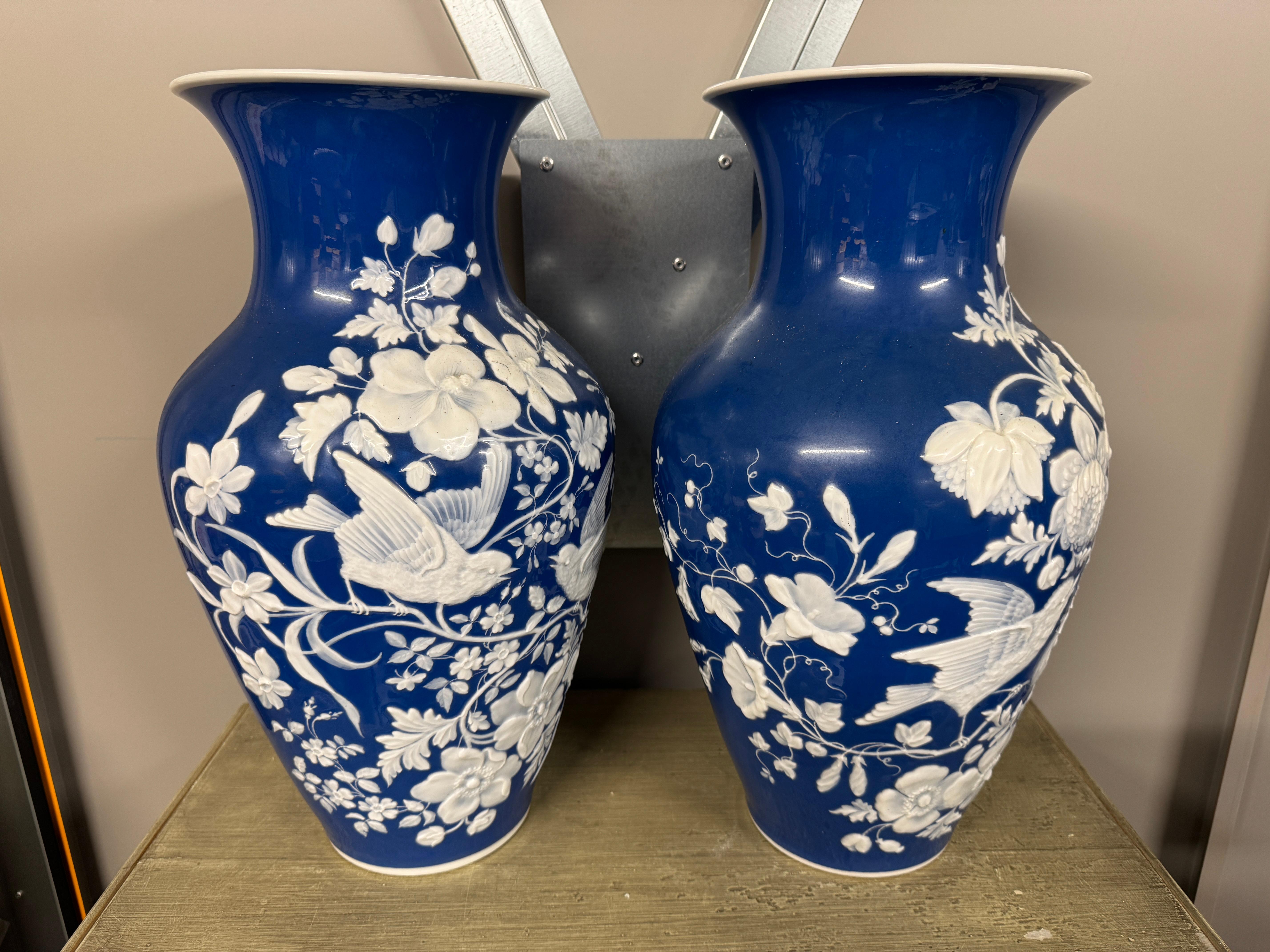 Pair of 'Pate Sur Pate' Porcelain Vases For Sale 2