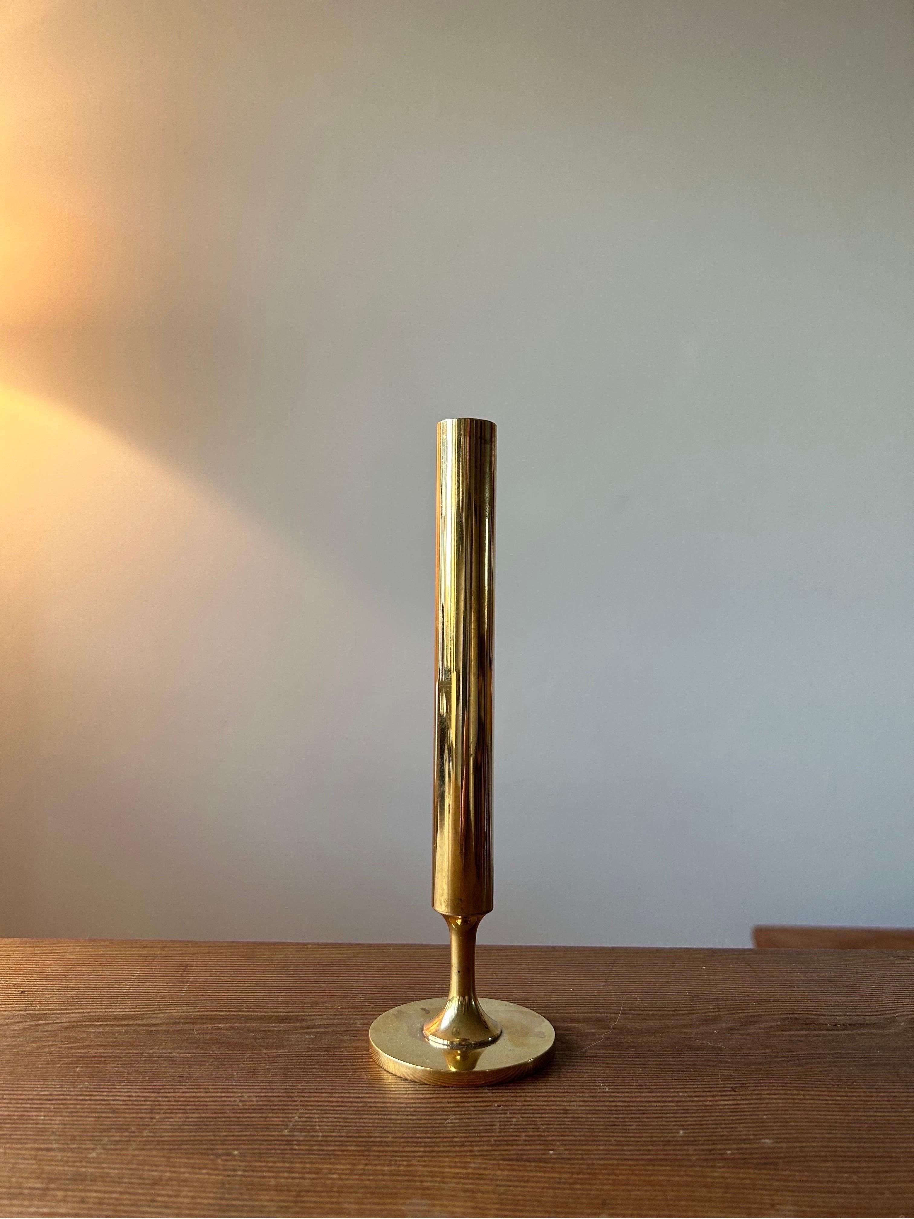 Late 20th Century Pair of Patinaed Brass Vases by Pierre Forssell for Skultuna For Sale