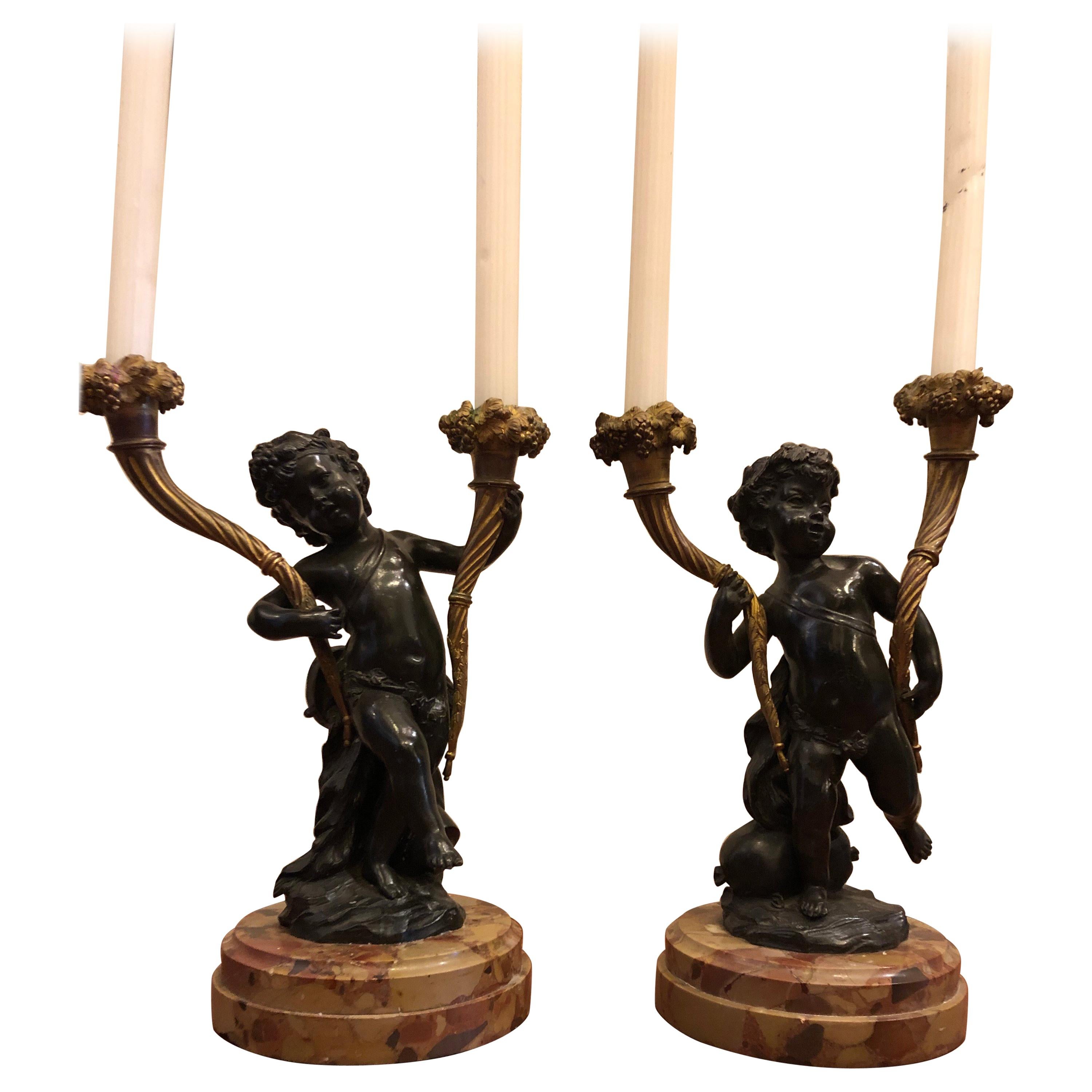 Pair of Regency Gilt and Patinated Bronze Figural Candlesticks For Sale ...