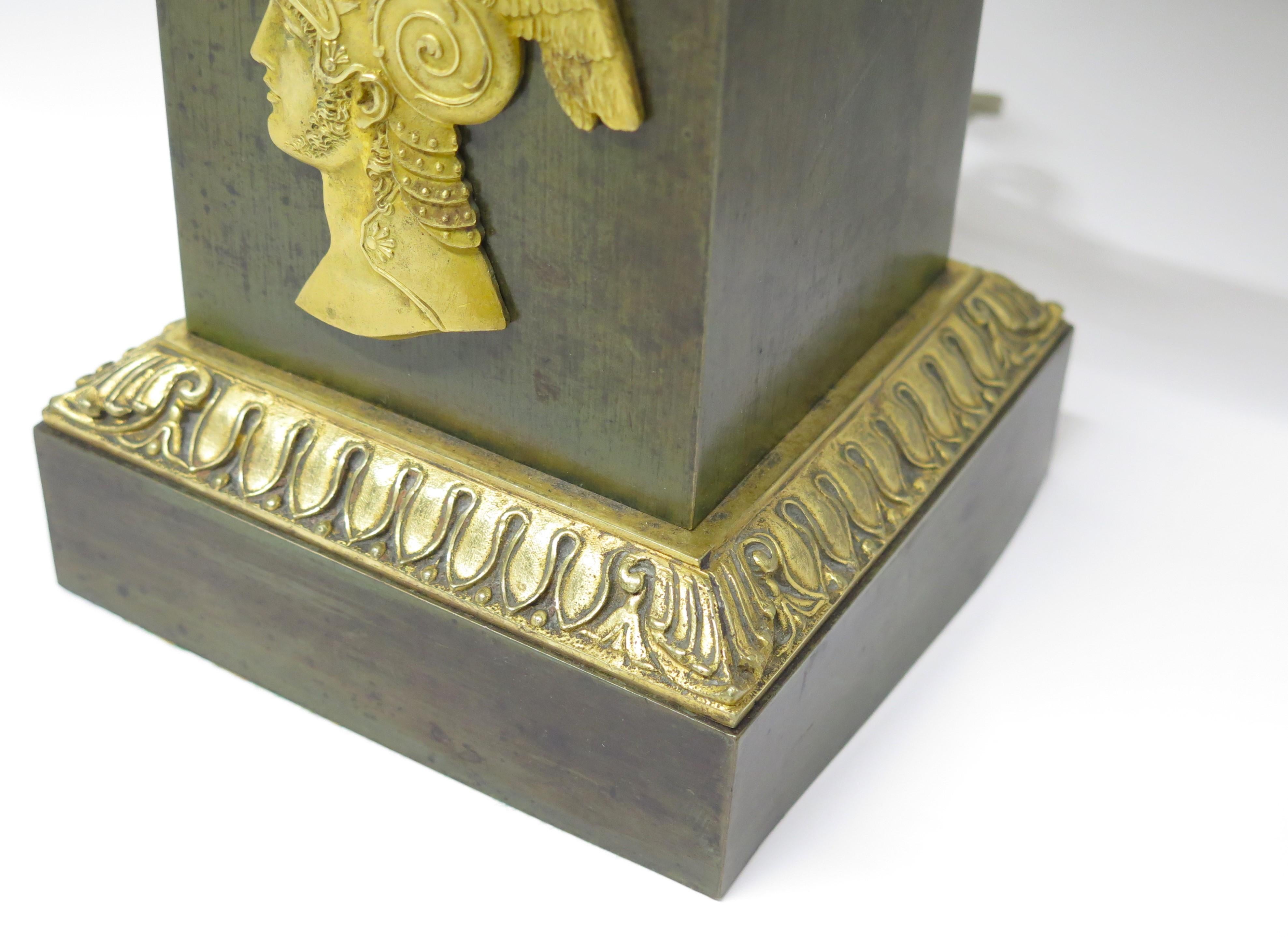 Paire de Cassolettes Empire françaises en bronze patiné et doré comme lampes sur mesure 6