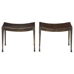 Pair of Patinated and Gilt Iron Stools Pair of Patinated and Gilt Iron Stools