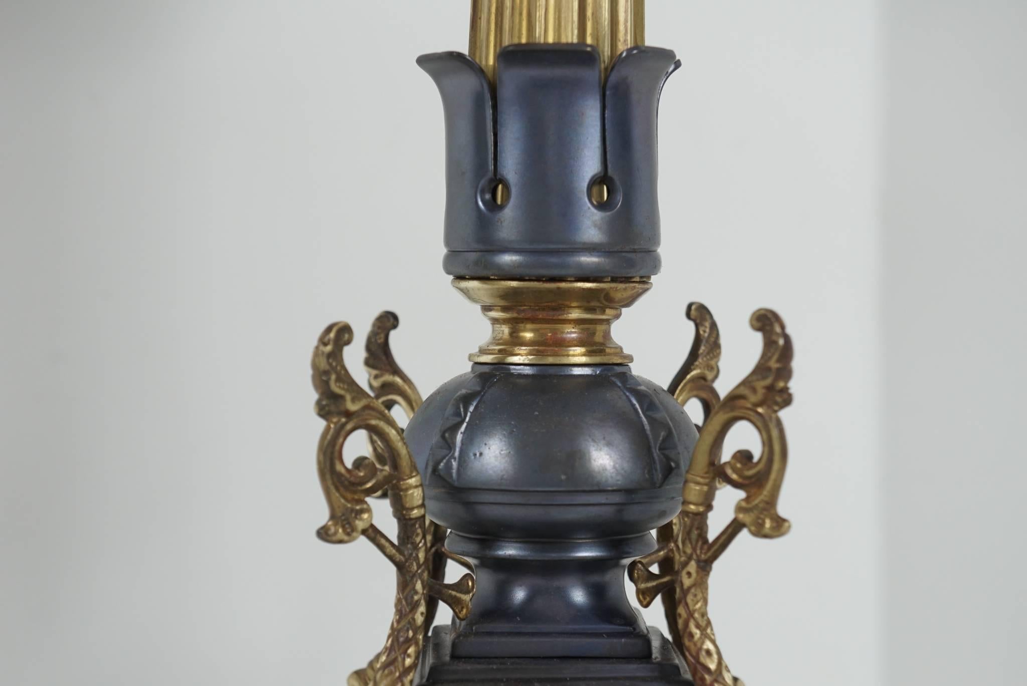 Pair of Patinated and Polished Bronze Renaissance Revival Candelabra For Sale 4