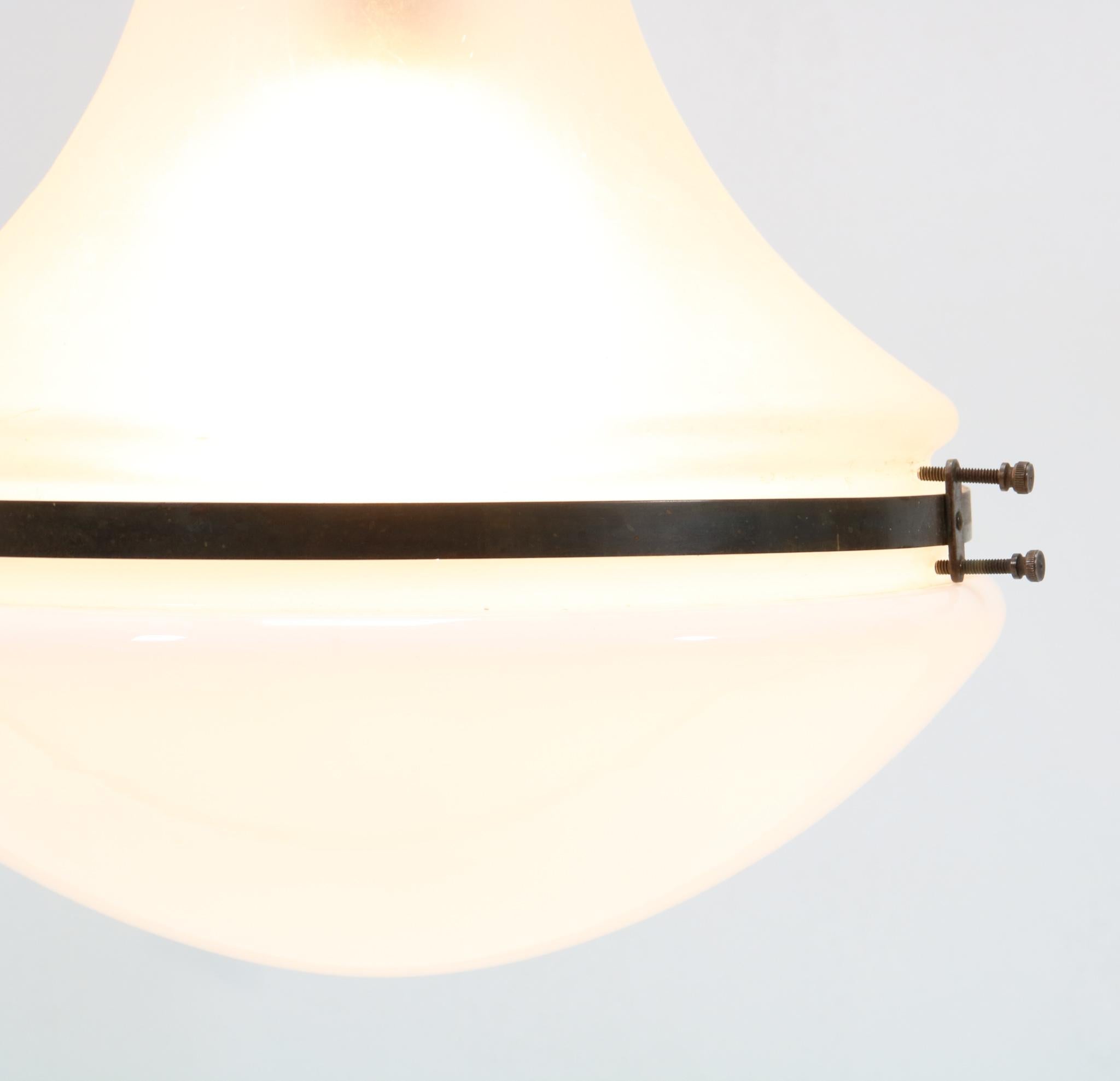 Pair of Patinated Brass Art Nouveau Luzette Pendant Lamps by Peter Behrens, 1910 6