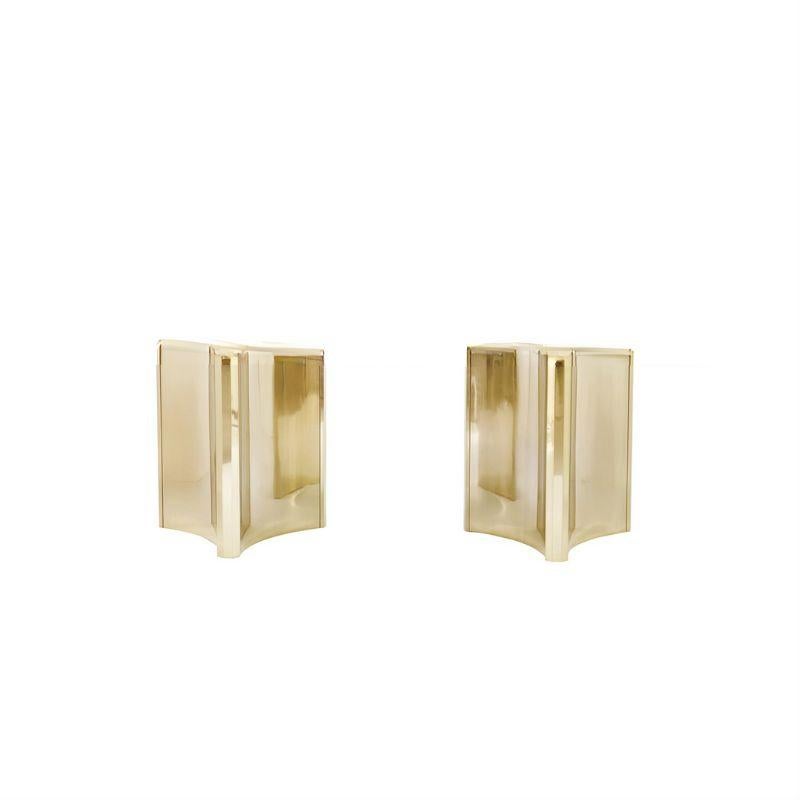 Contemporary Pair of Patinated Brass Bernhardt Table Base Pedestals For Sale