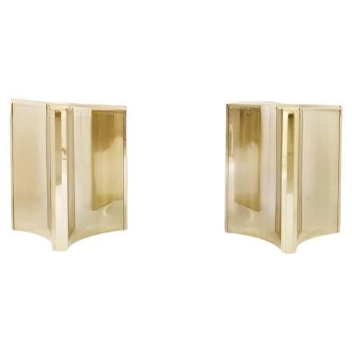 Pair of Patinated Brass Bernhardt Table Base Pedestals For Sale