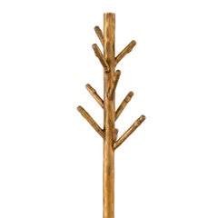 Pair of Patinated Brass Coat Racks with Black Marble Base.