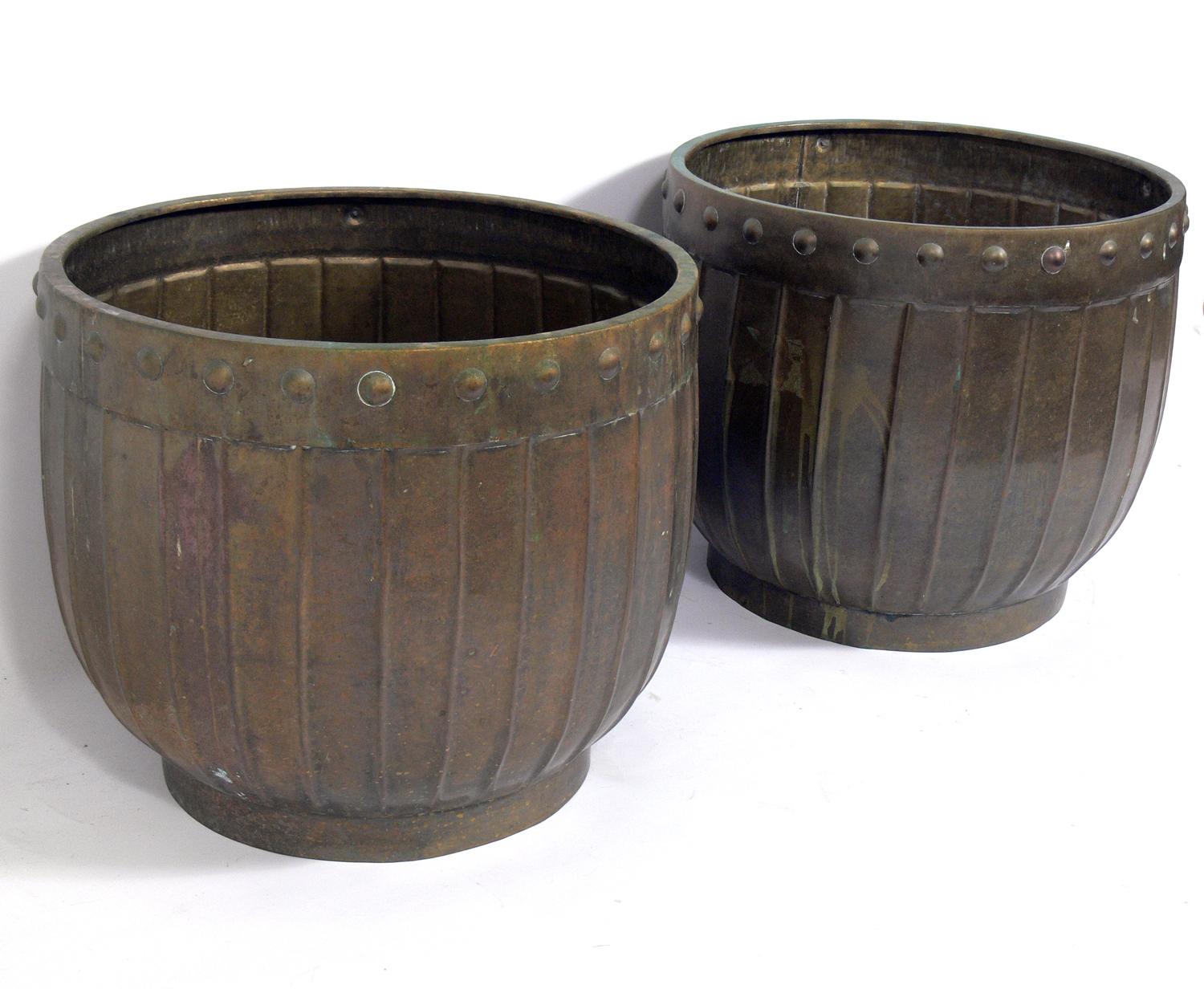 Unknown Pair of Patinated Brass Planters
