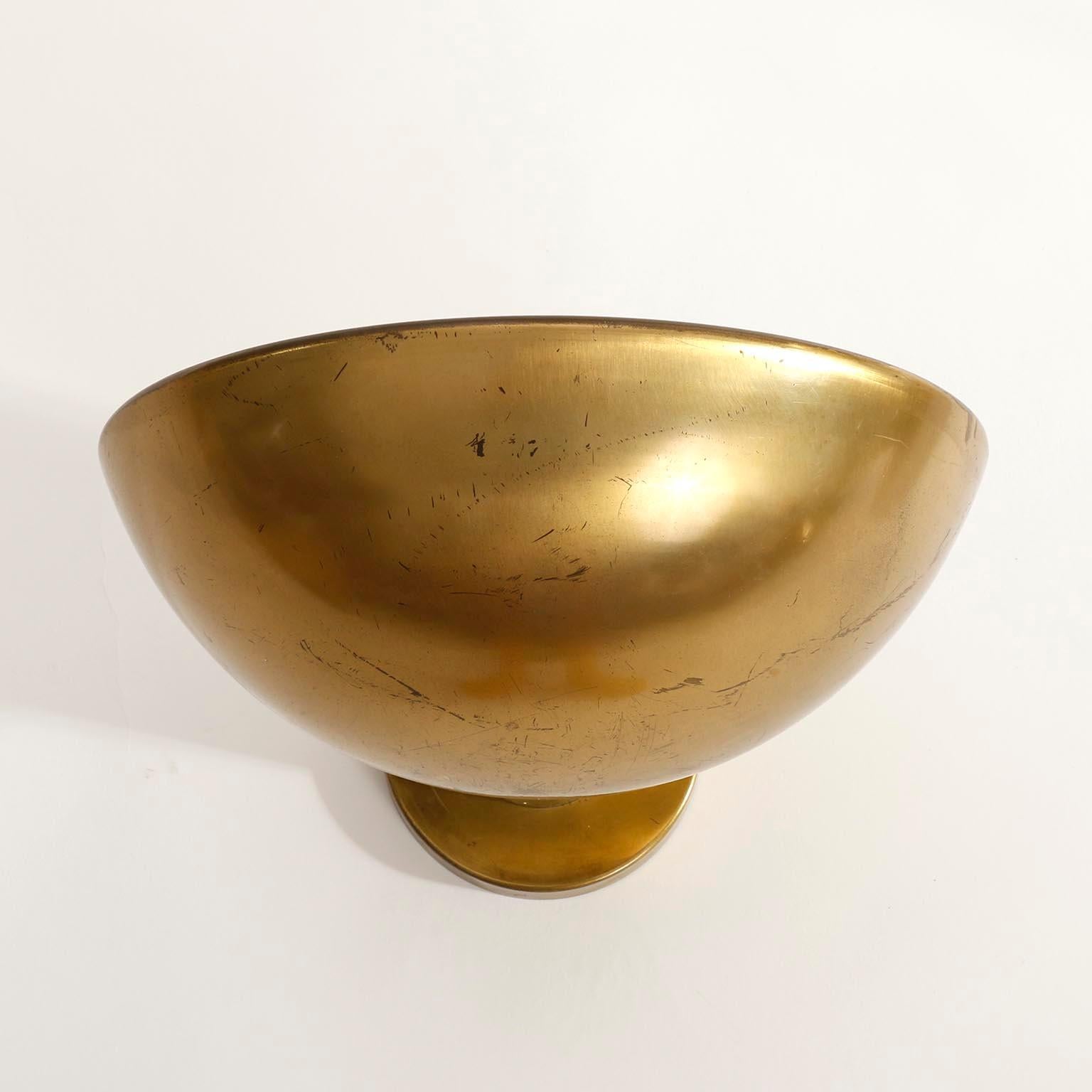 Pair of Patinated Brass Uplight Bowl Sconces Wall Lamps by J.T. Kalmar, 1960 1