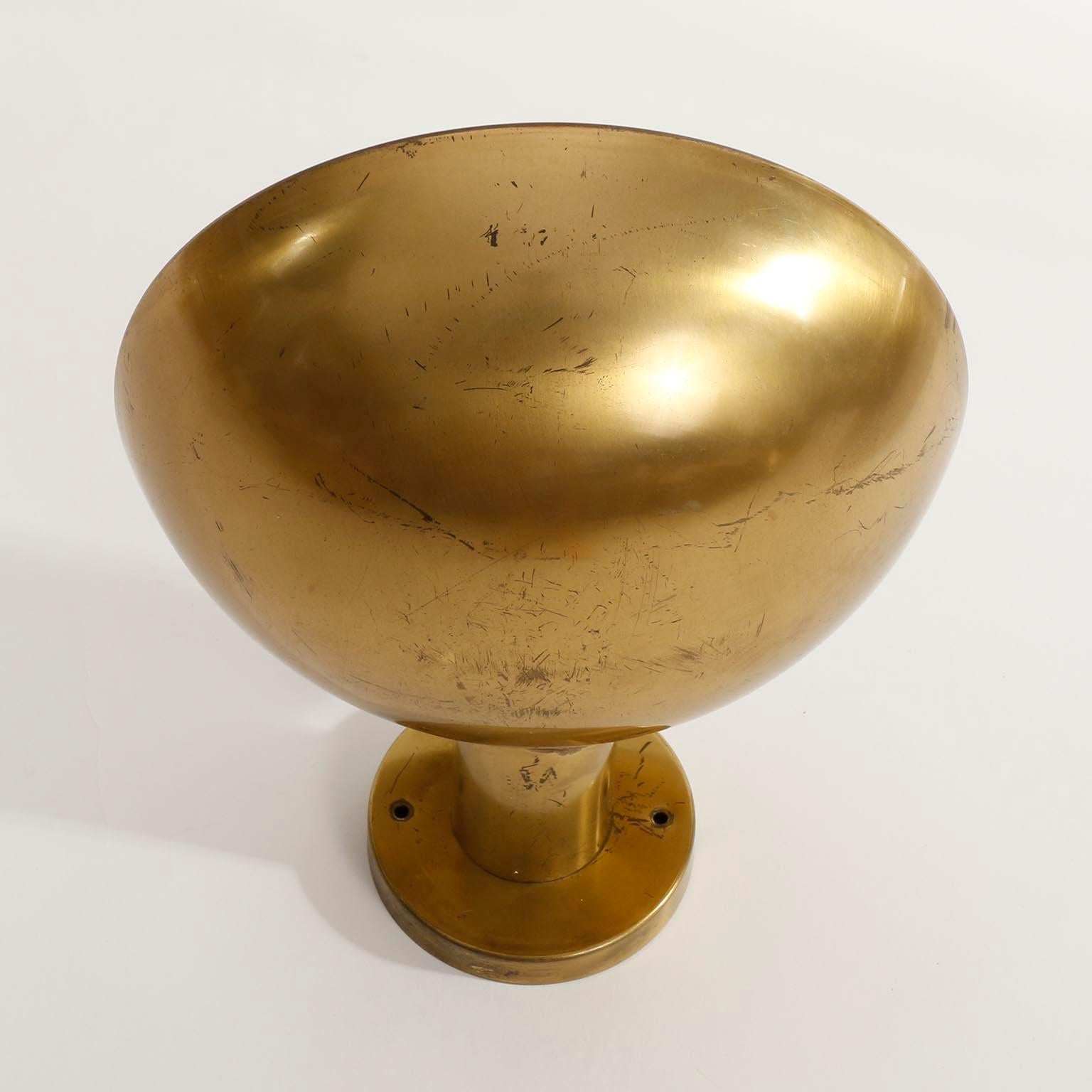 Pair of Patinated Brass Uplight Bowl Sconces Wall Lamps by J.T. Kalmar, 1960 2