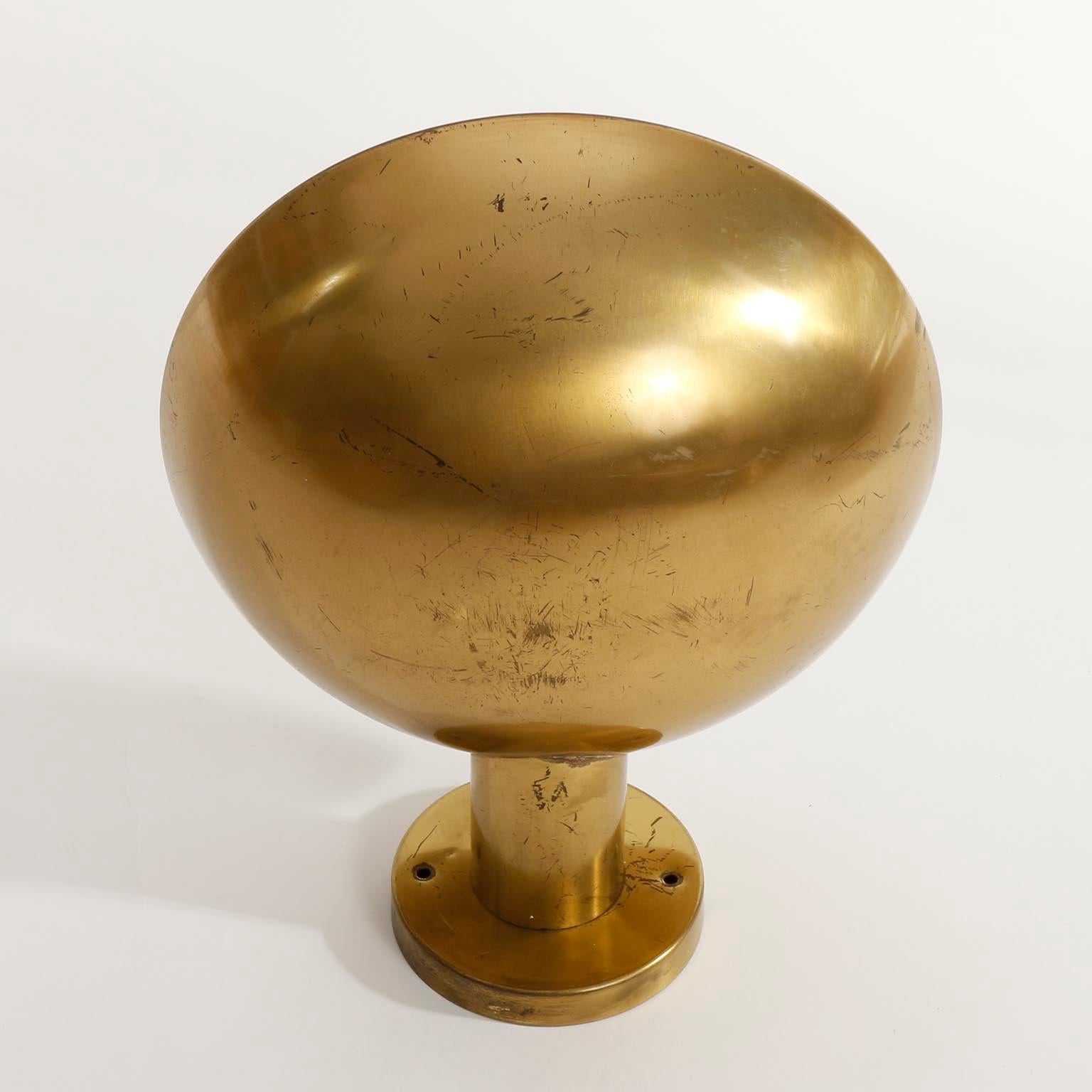 Pair of Patinated Brass Uplight Bowl Sconces Wall Lamps by J.T. Kalmar, 1960 3