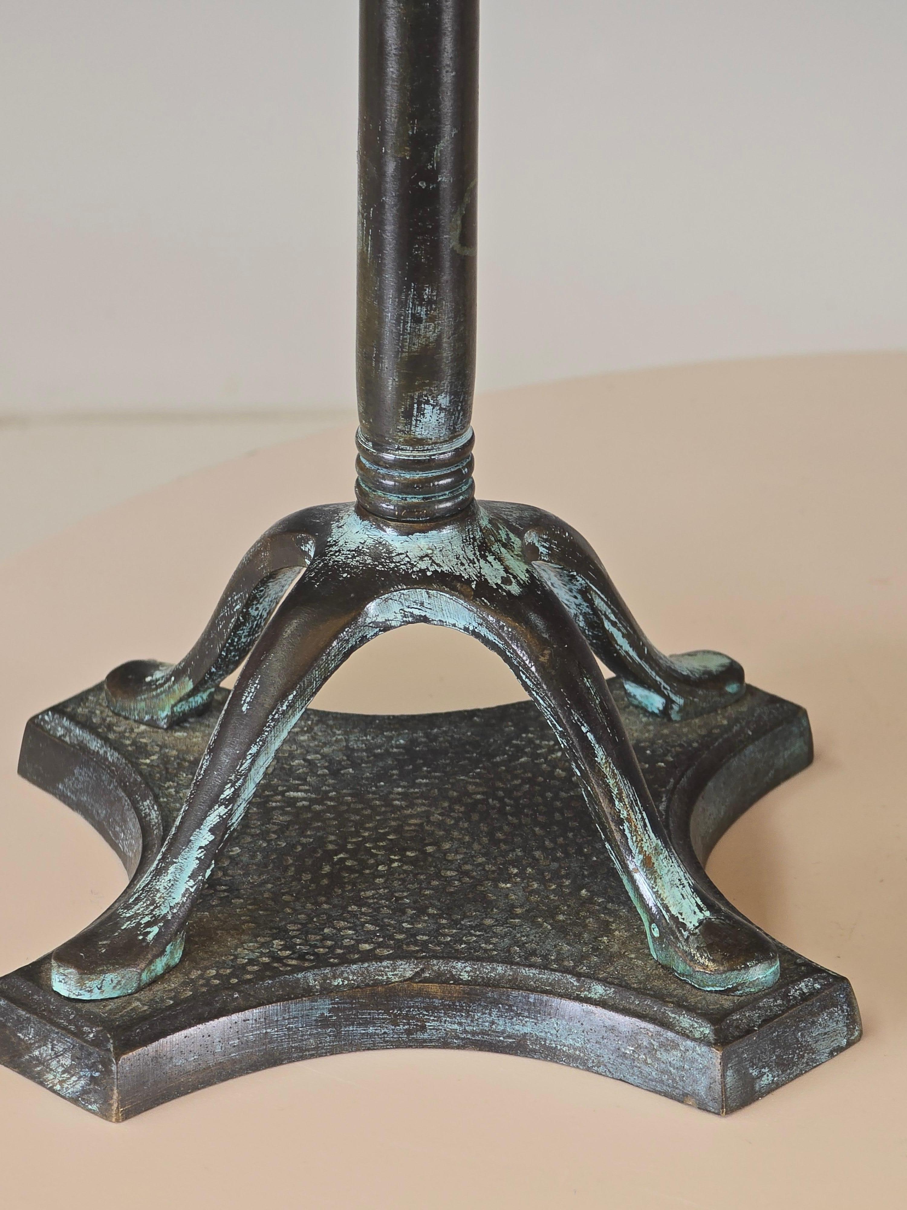 Pair of Patinated Bronze Candlesticks For Sale 2