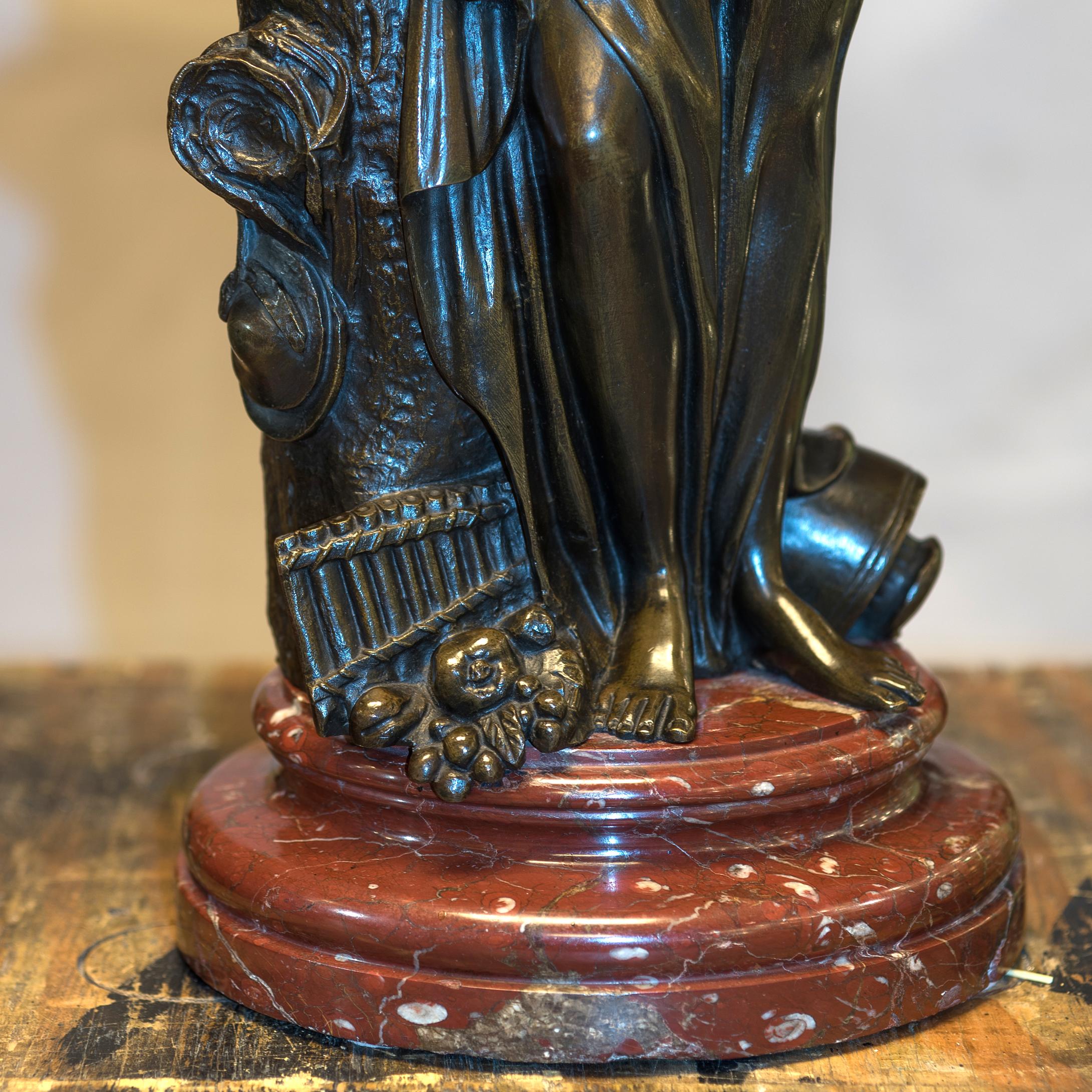 Pair of Patinated Bronze Figural Torcheres after Albert Carrier-Belleuse 4