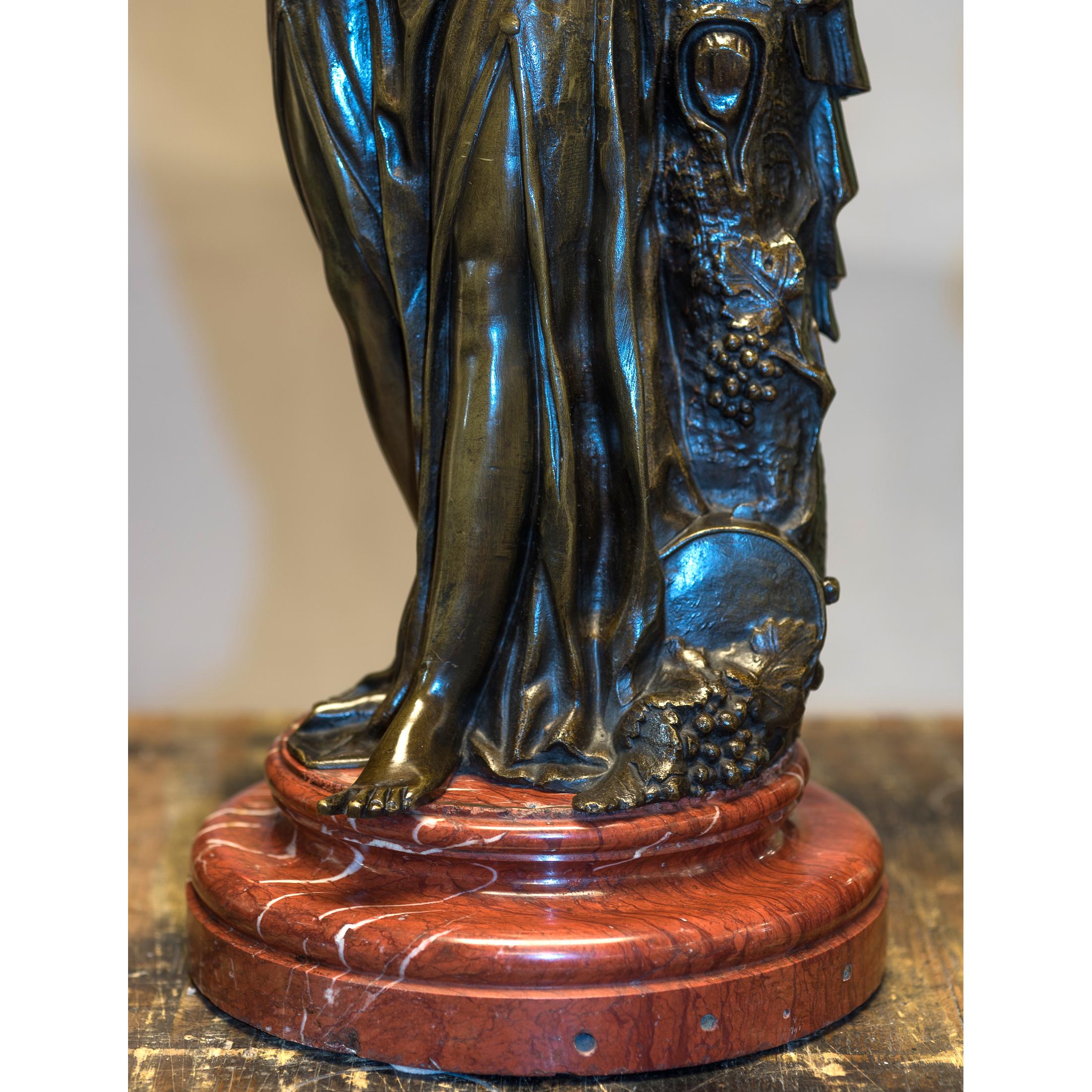Pair of Patinated Bronze Figural Torcheres after Albert Carrier-Belleuse 3