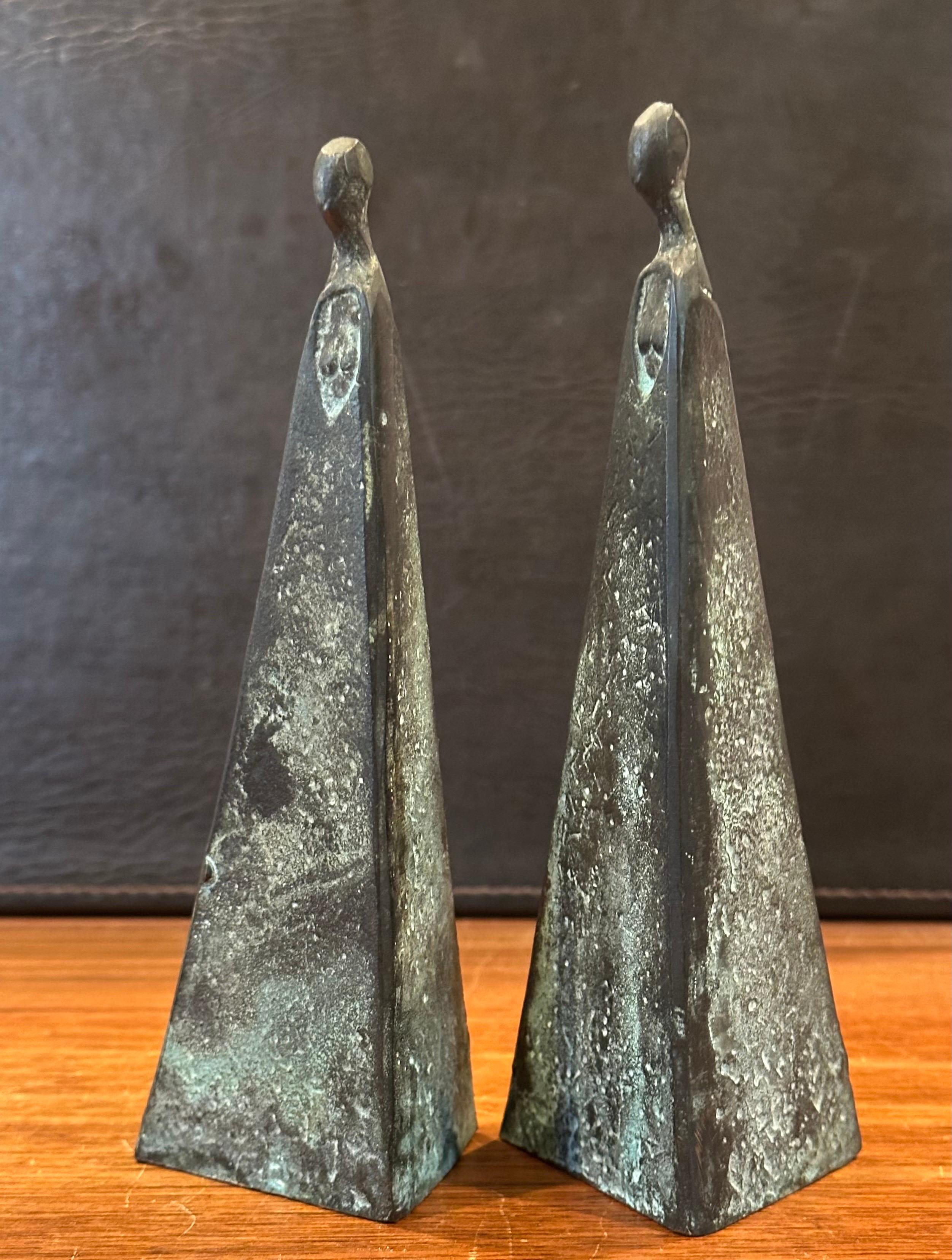 Pair of Patinated Bronze Figurative Sculptures in the Style of Sydney Kumalo For Sale 7