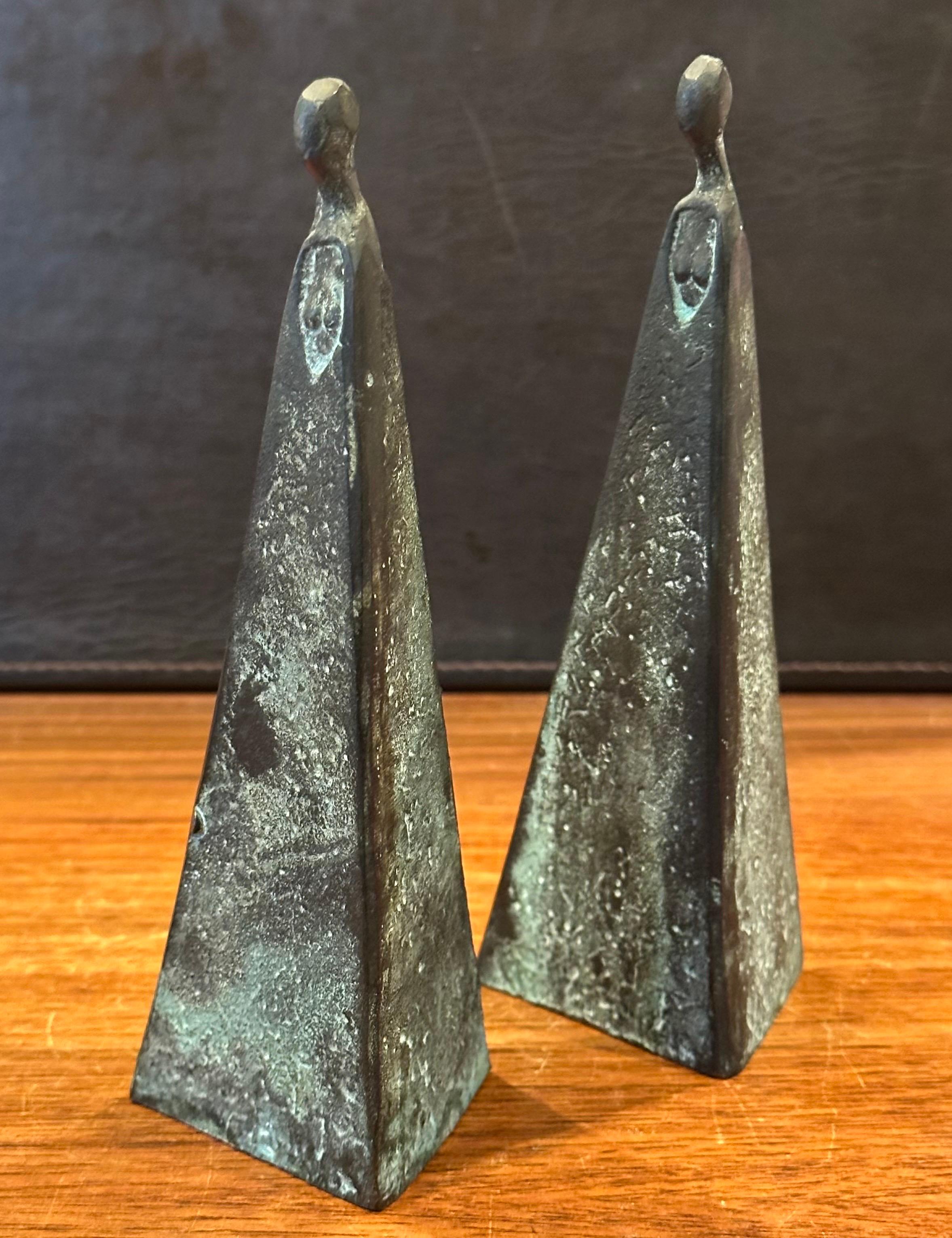 Pair of Patinated Bronze Figurative Sculptures in the Style of Sydney Kumalo For Sale 8