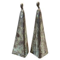 Pair of Patinated Bronze Figurative Sculptures in the Style of Sydney Kumalo