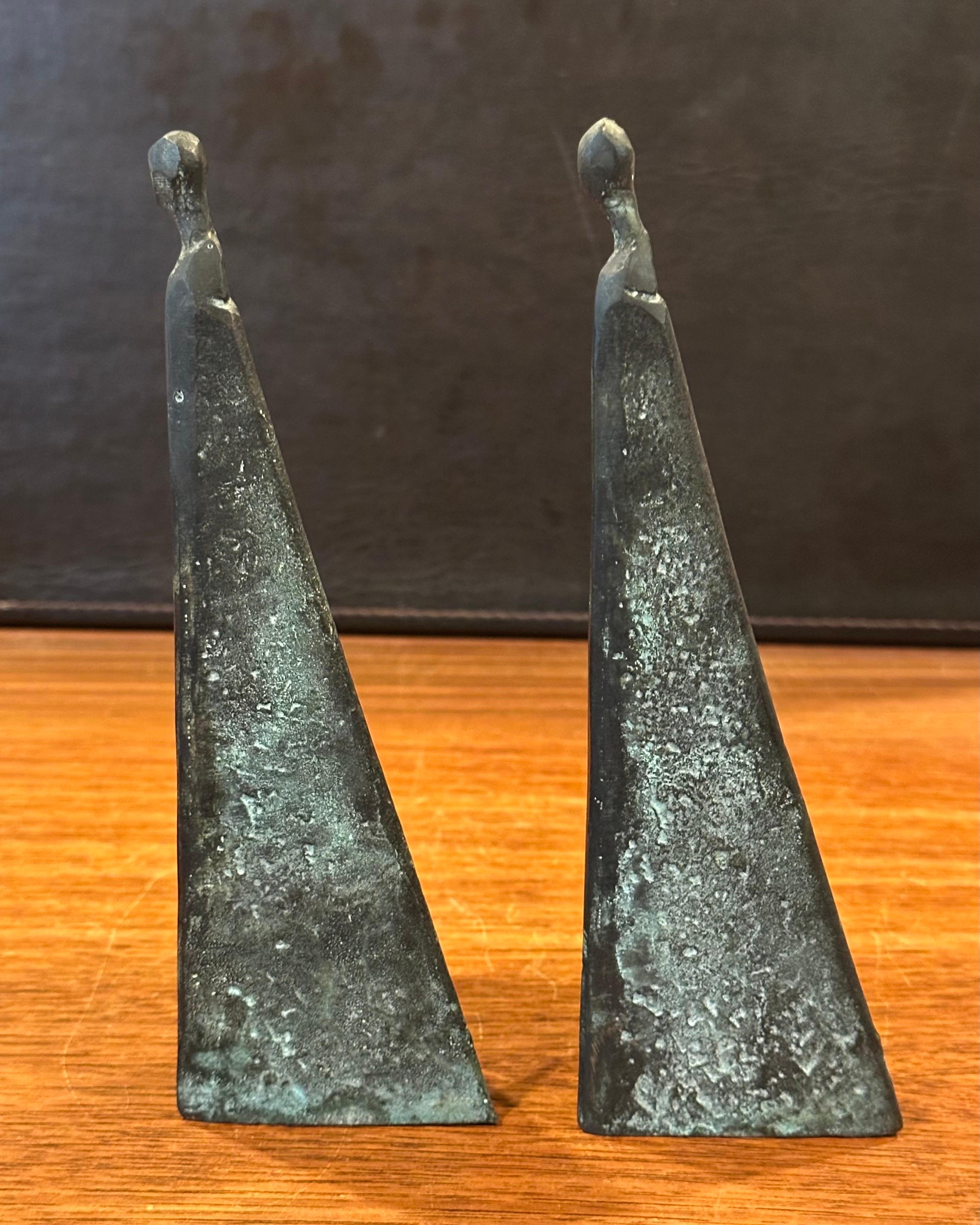 20th Century Pair of Patinated Bronze Figurative Sculptures in the Style of Sydney Kumalo For Sale
