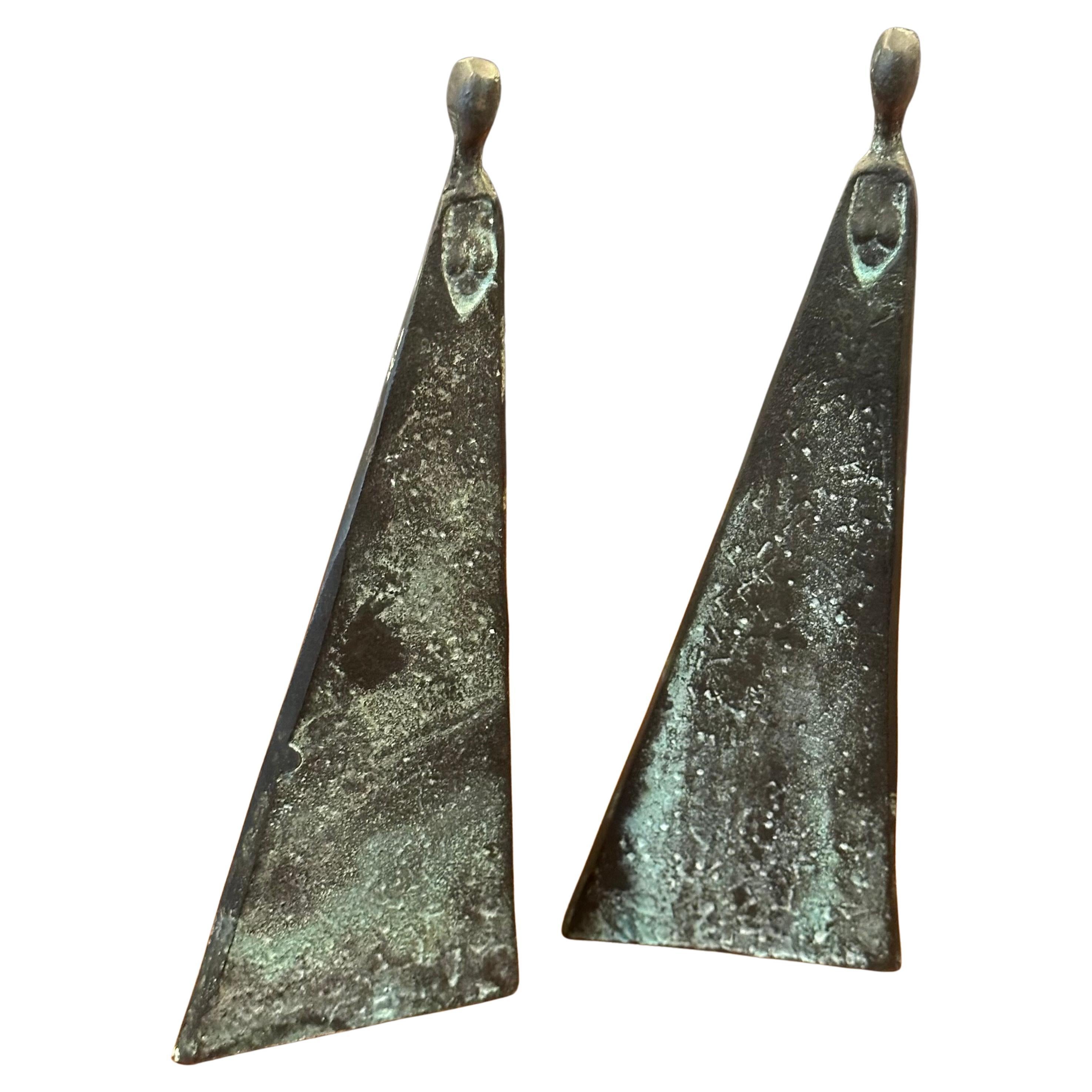 Pair of Patinated Bronze Figurative Sculptures in the Style of Sydney Kumalo