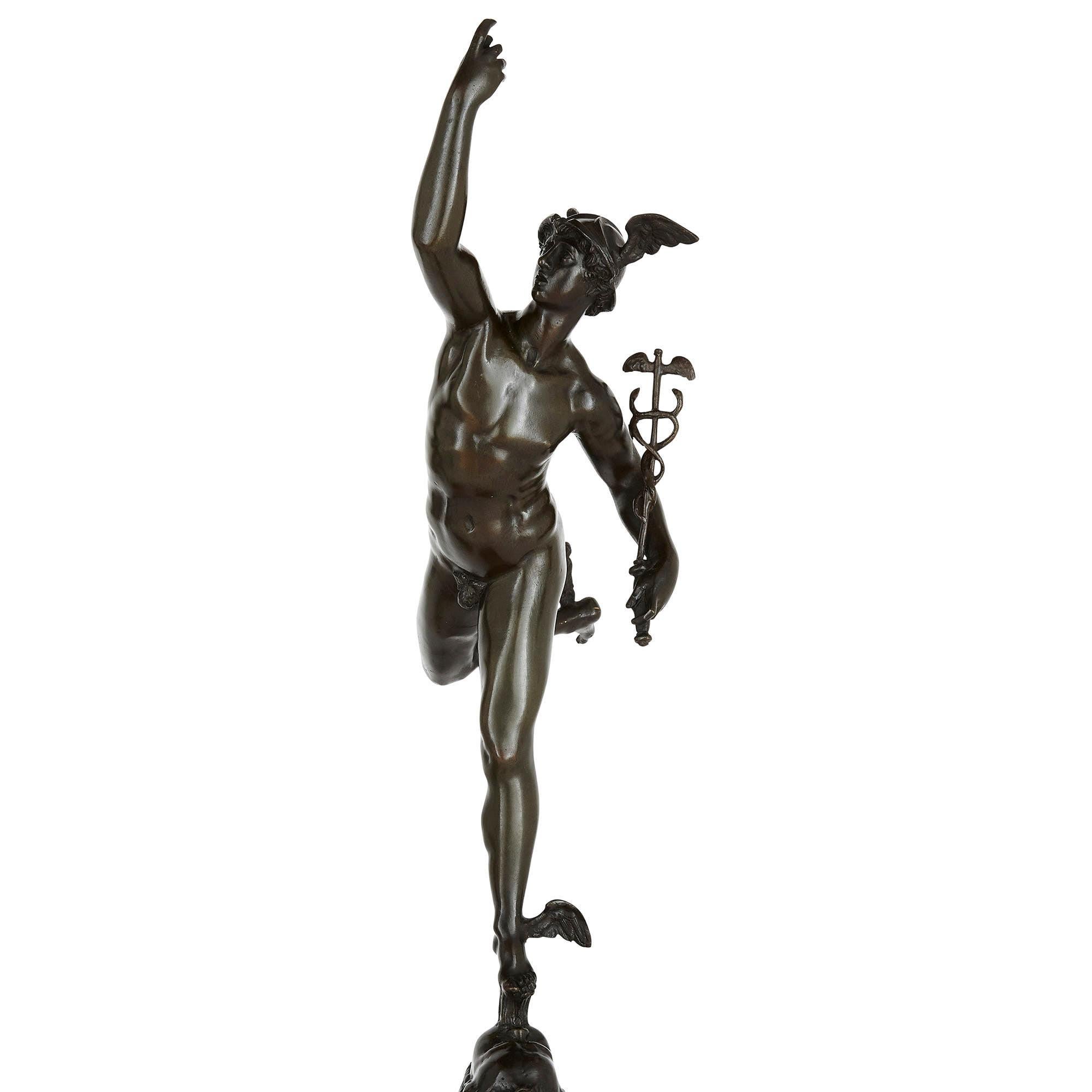 Renaissance Pair of Patinated Bronze Figures After Giambologna For Sale