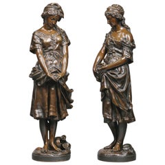 Pair of Patinated Bronze Figures by Jean-Baptiste Germain