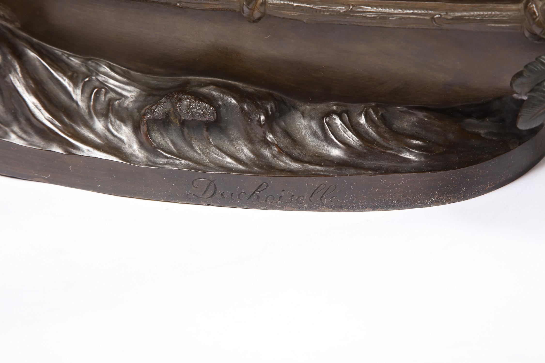 Pareja de Figuras de Bronce Patinado de Nativos Americanos, La Peche/La Chasse, Firmadas en venta 4